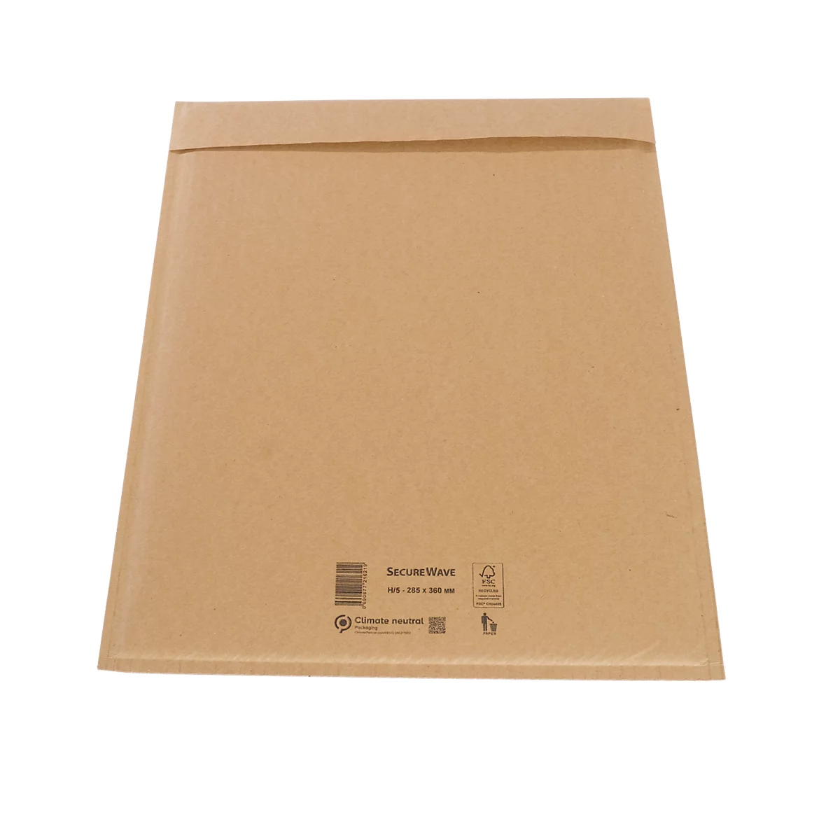 Sobres de correo SecureWave de MD Securepack®, acolchado de papel, adhesivo sensible a la presión, papel 100 % reciclado FSC®, formato H/5, 285 x 360 mm, 75 unidades