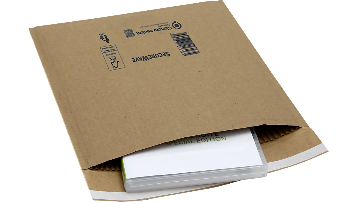 Sobres MD Securepack® SecureWave, acolchado de papel, adhesivo sensible a la presión, papel 100 % reciclado FSC®, formato A/0, 125 x 170 mm, 150 unid.