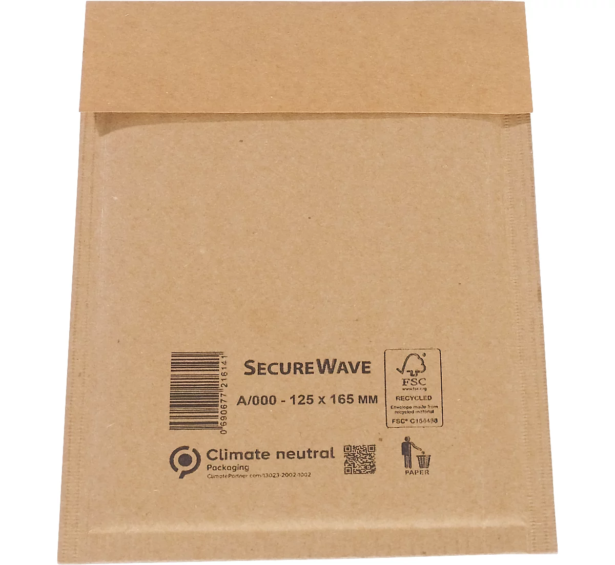 Sobres MD Securepack® SecureWave, acolchado de papel, adhesivo sensible a la presión, papel 100 % reciclado FSC®, formato A/0, 125 x 170 mm, 150 unid.