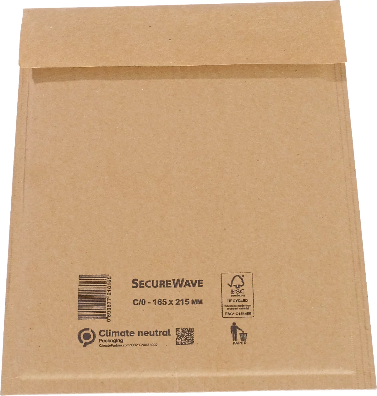 Sobres MD Securepack® SecureWave, acolchado de papel, adhesivo sensible a la presión, papel 100 % reciclado FSC®, formato C/0, 165 x 215 mm, 150 unid.