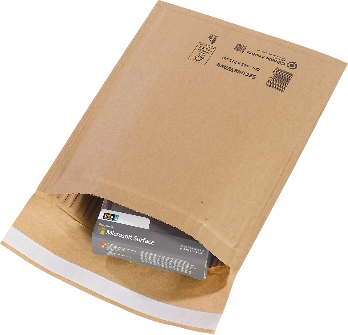 Sobres MD Securepack® SecureWave, acolchado de papel, adhesivo sensible a la presión, papel 100 % reciclado FSC®, formato C/0, 165 x 215 mm, 150 unid.