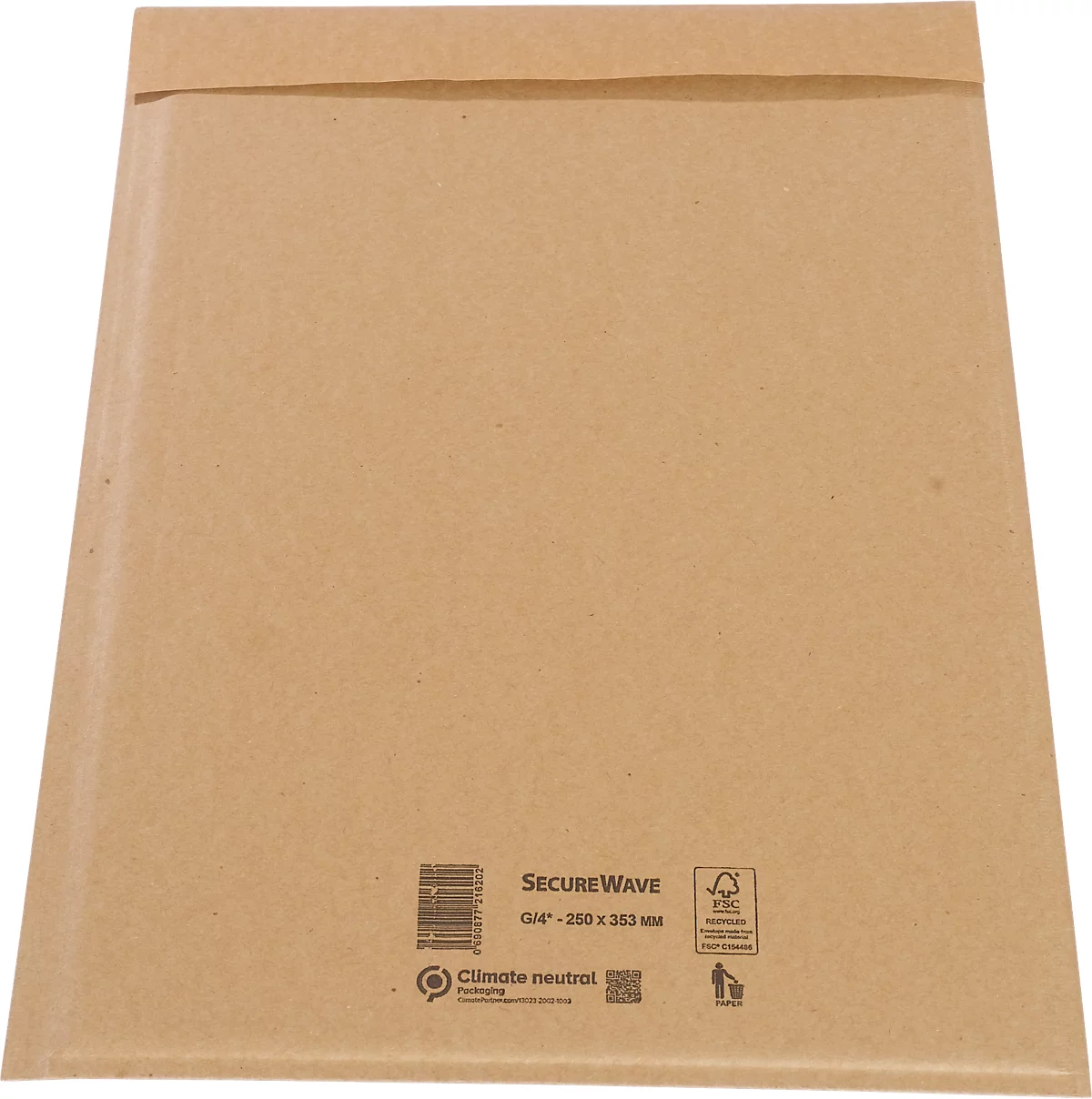 Sobres MD Securepack® SecureWave, acolchado de papel, adhesivo sensible a la presión, papel 100 % reciclado FSC®, formato G/4, 250 x 340 mm, 75 piezas