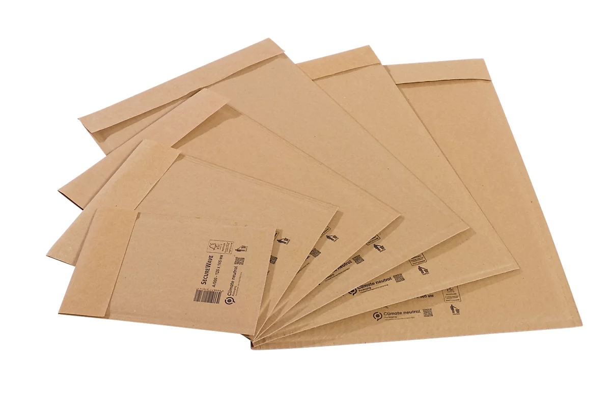 Sobres MD Securepack® SecureWave, acolchado de papel, adhesivo sensible a la presión, papel 100 % reciclado FSC®, formato H/5, 285 x 360 mm, 75 unidades