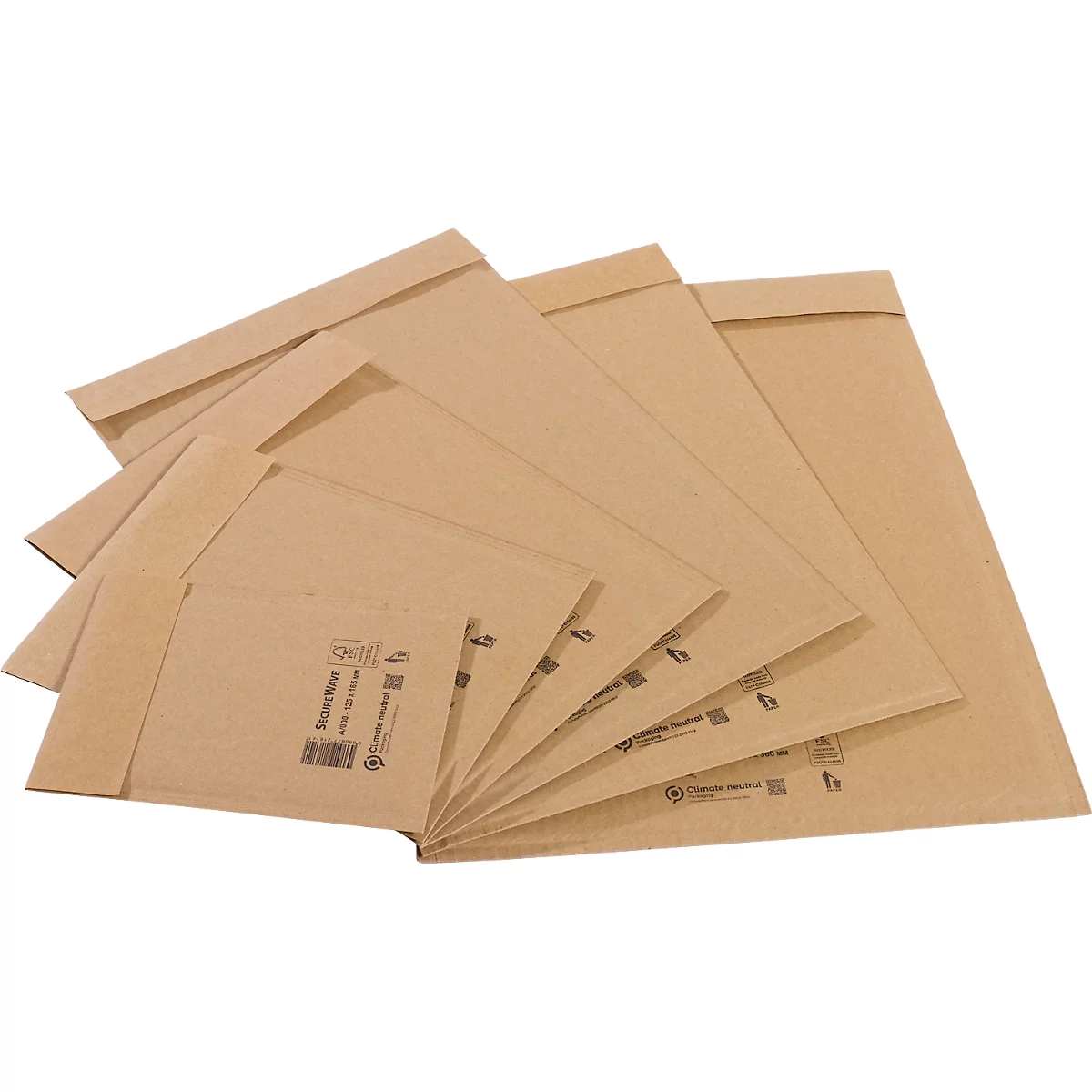 Sobres postales SecureWave de MD Securepack®, acolchado de papel, adhesivo sensible a la presión, papel 100 % reciclado FSC®, formato A/0, 125 x 170 mm, 150 unidades