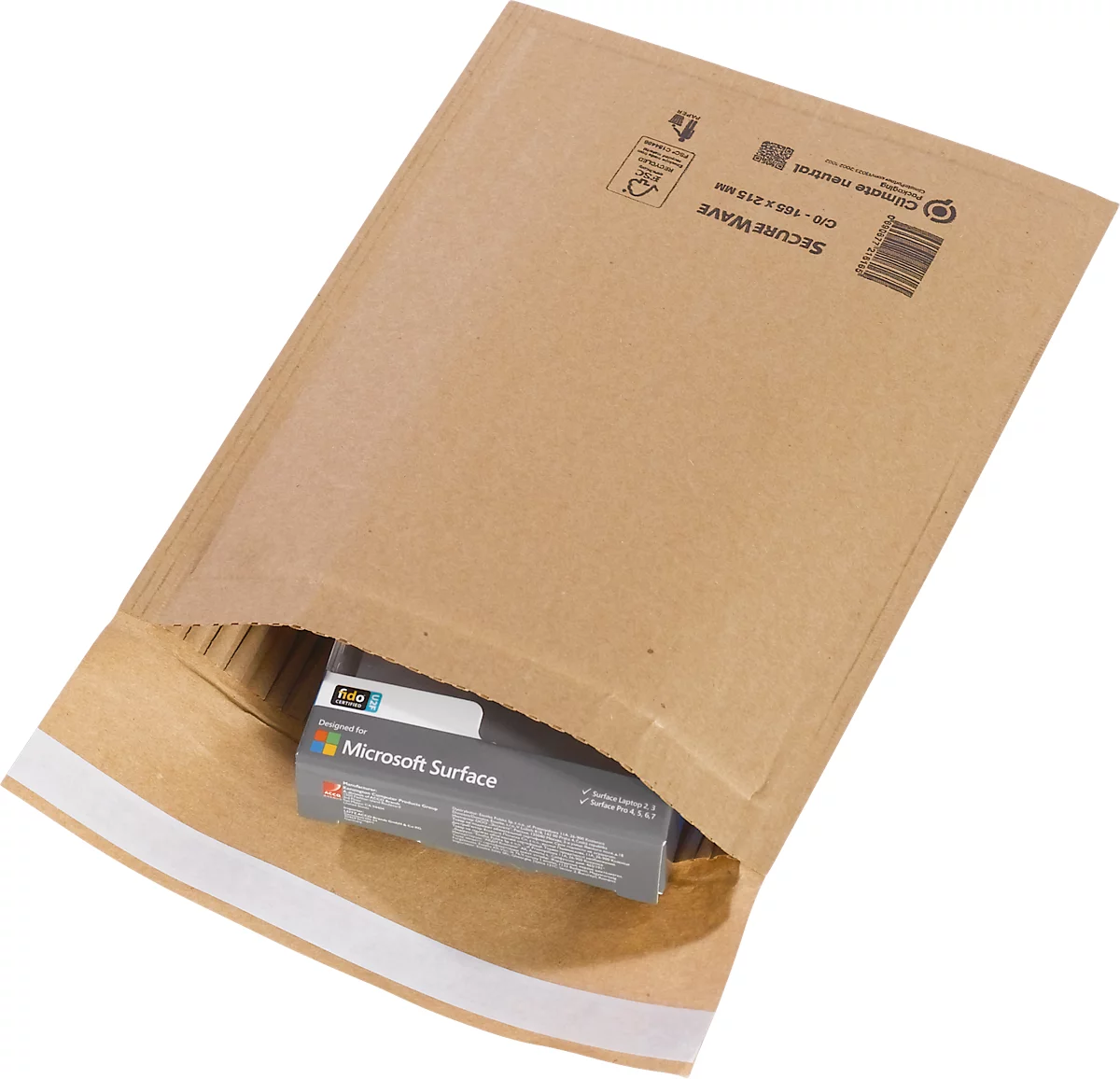 Sobres reciclados MD SecureWave Securepack, forrados de papel, adhesivo sensible a la presión, neutros desde el punto de vista climático, papel 100% reciclado FSC, tamaño C/0, 165 x 215 mm, 150 unidades