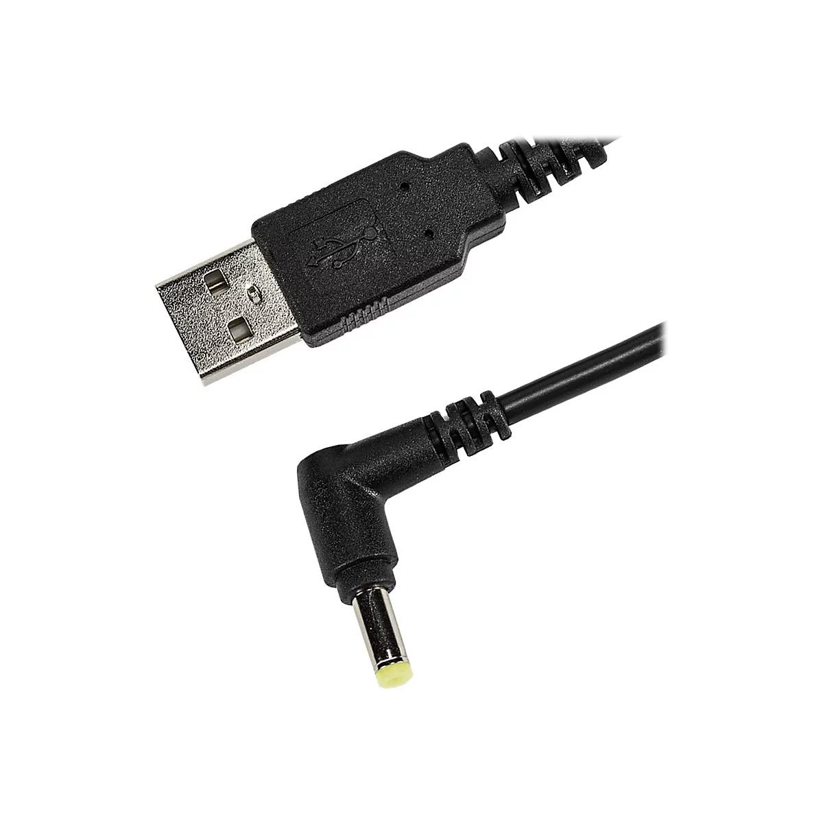 Schwarzes USB-Kabel mit Stecker.