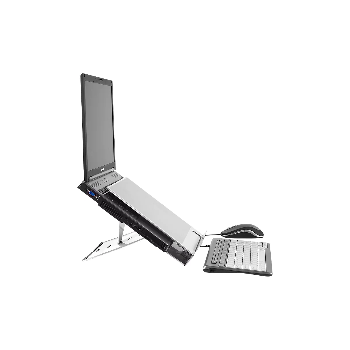 Socle pour PC portables Ergo-Q 260 BakkerElkhuizen, jusqu'à 15,6', 5 niveaux de réglage de la hauteur, avec porte-documents