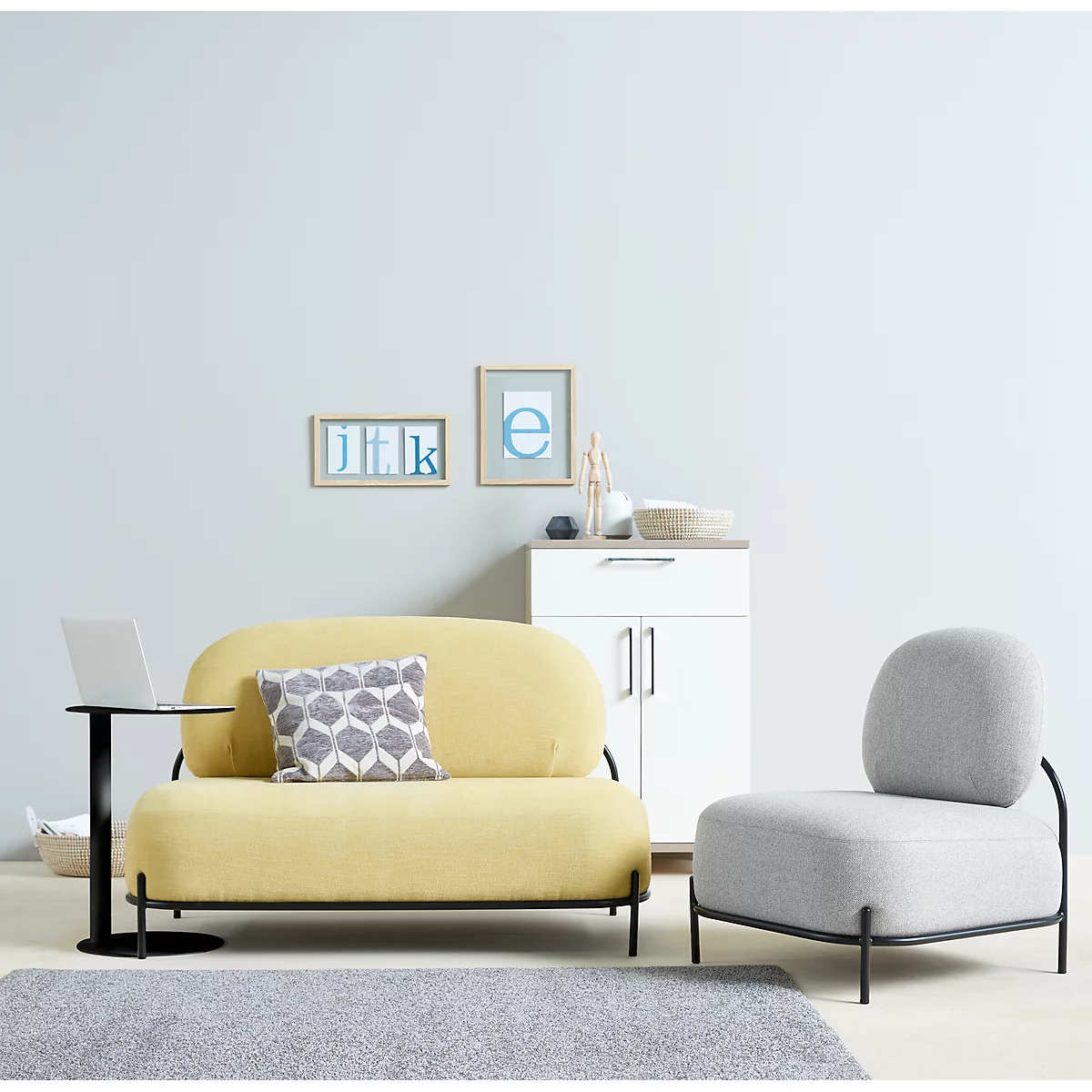 Sofa ADMIRAAL, retro-look, B 1245 x D 710 x H 770 mm, safraan