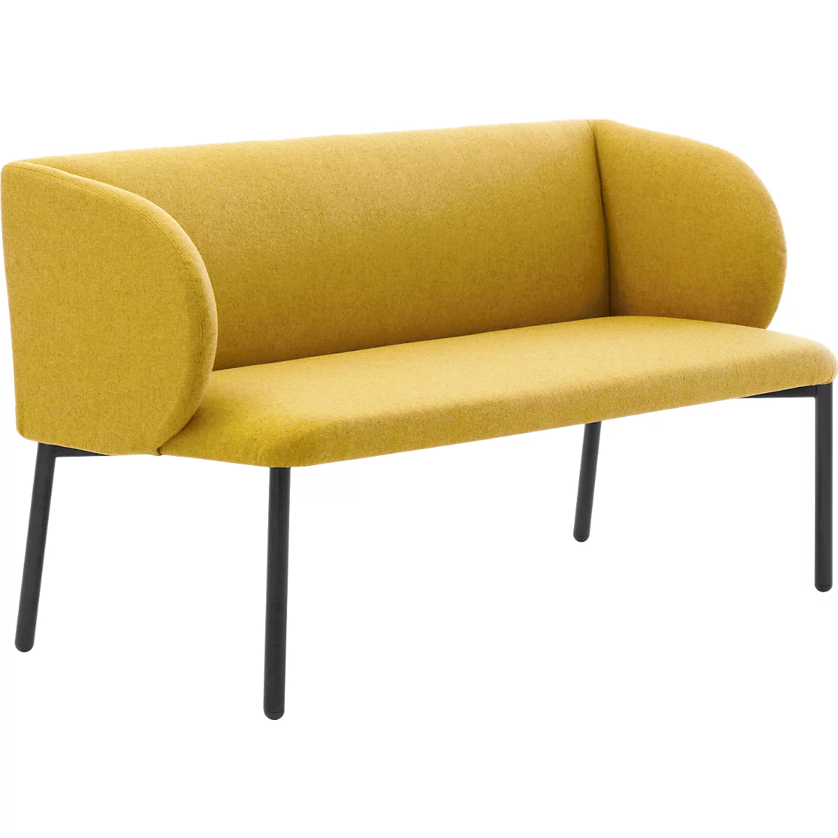 Sofa Leyform LIV, 2-zits, rechthoekig, B 1270 x D 620 x H 740 mm, met armleuningen &amp; glijders, stoffen bekleding, geel