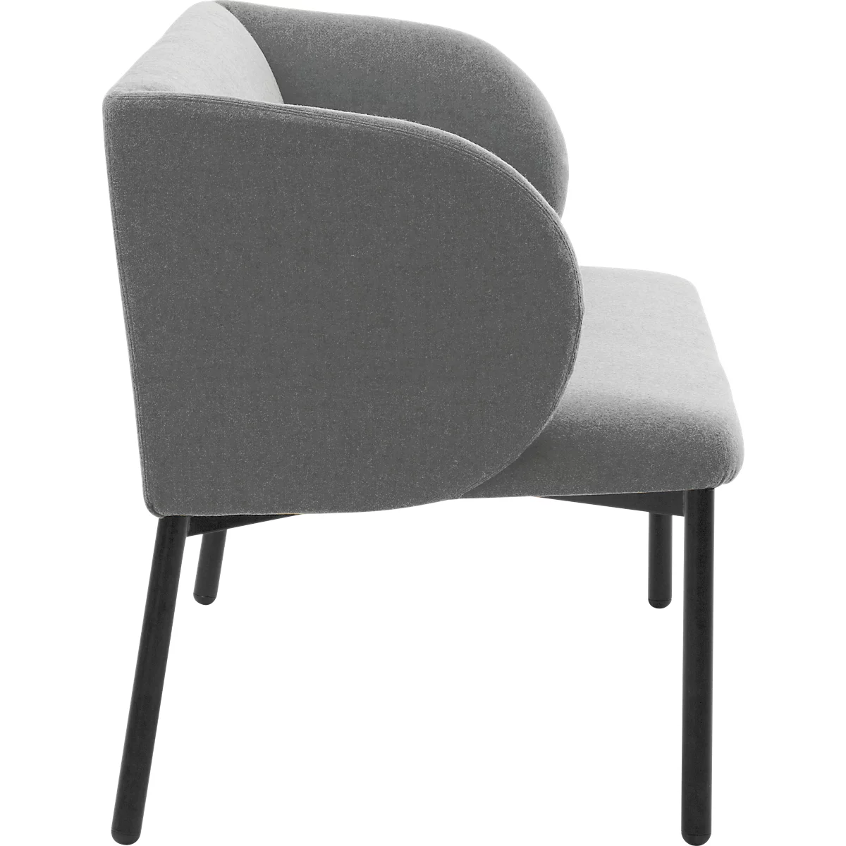 Sofa Leyform LIV, 2-zits, rechthoekig, B 1270 x D 620 x H 740 mm, met armleuningen &amp; glijders, stoffen bekleding, grijs
