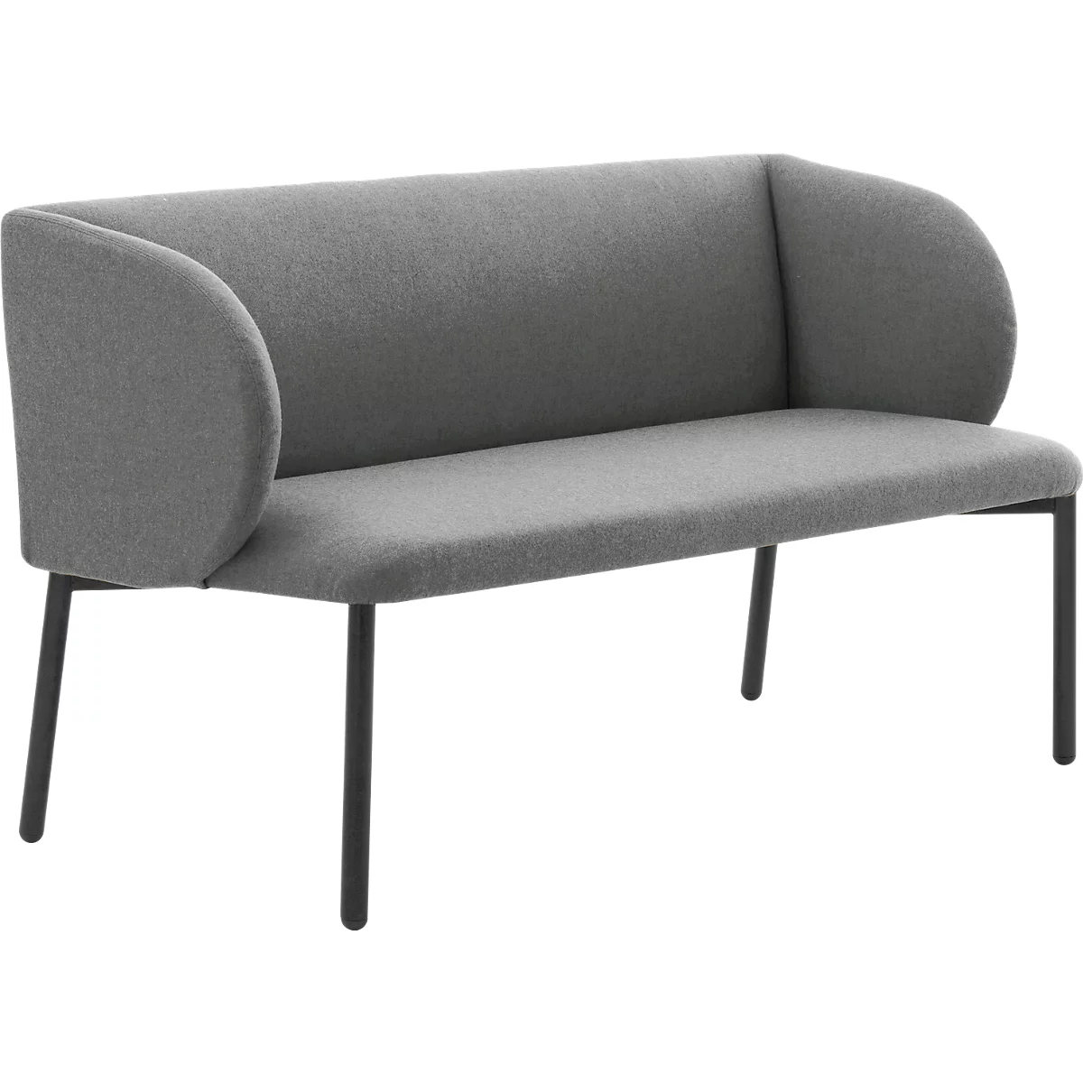 Sofa Leyform LIV, 2-zits, rechthoekig, B 1270 x D 620 x H 740 mm, met armleuningen &amp; glijders, stoffen bekleding, grijs