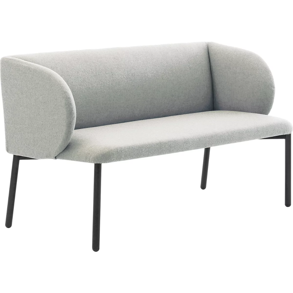 Sofa Leyform LIV, 2-zits, rechthoekig, B 1270 x D 620 x H 740 mm, met armleuningen &amp; glijders, stoffen bekleding, lichtgrijs