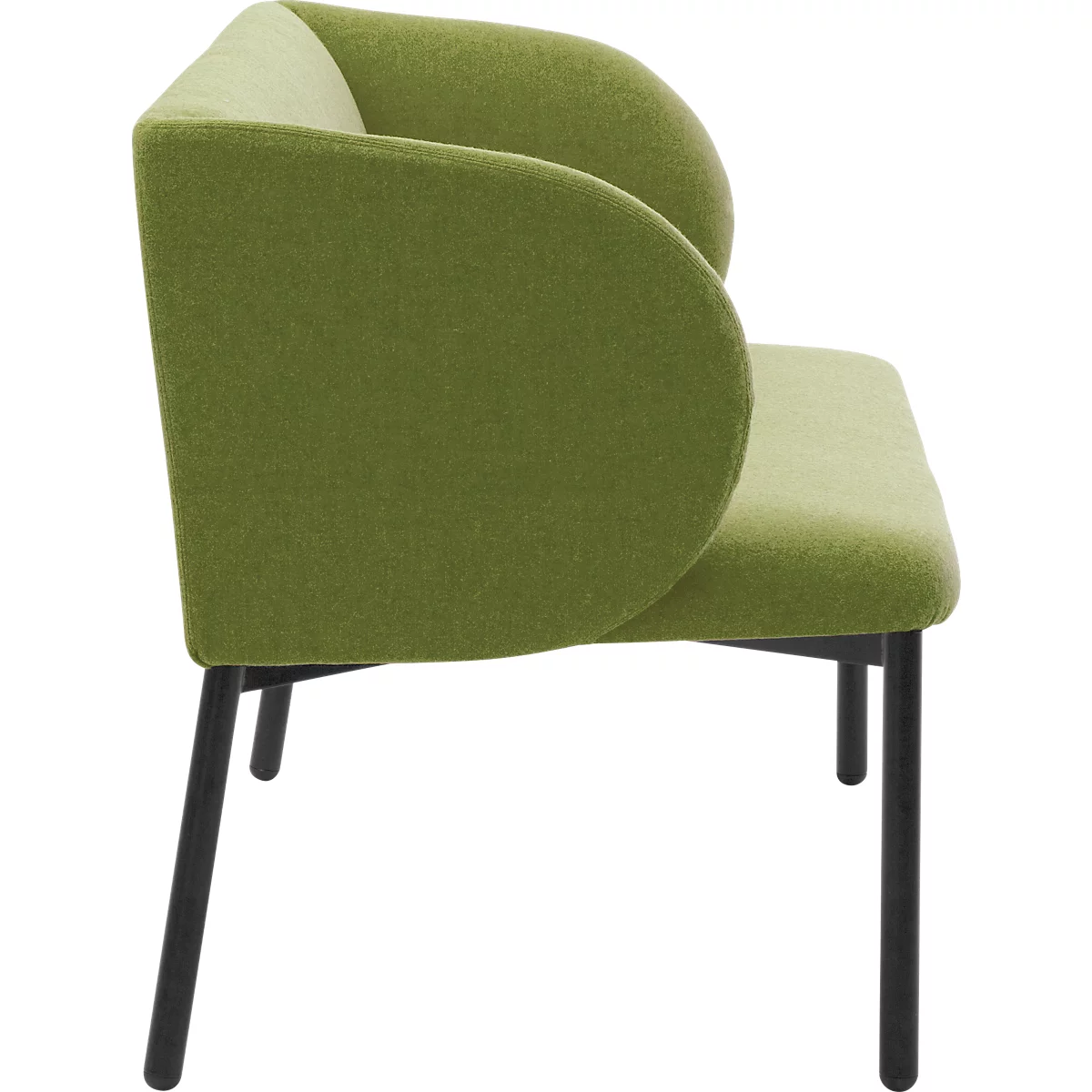 Sofa Leyform LIV, 2-zits, rechthoekig, B 1270 x D 620 x H 740 mm, met armleuningen &amp; glijders, stoffen bekleding, mosgroen