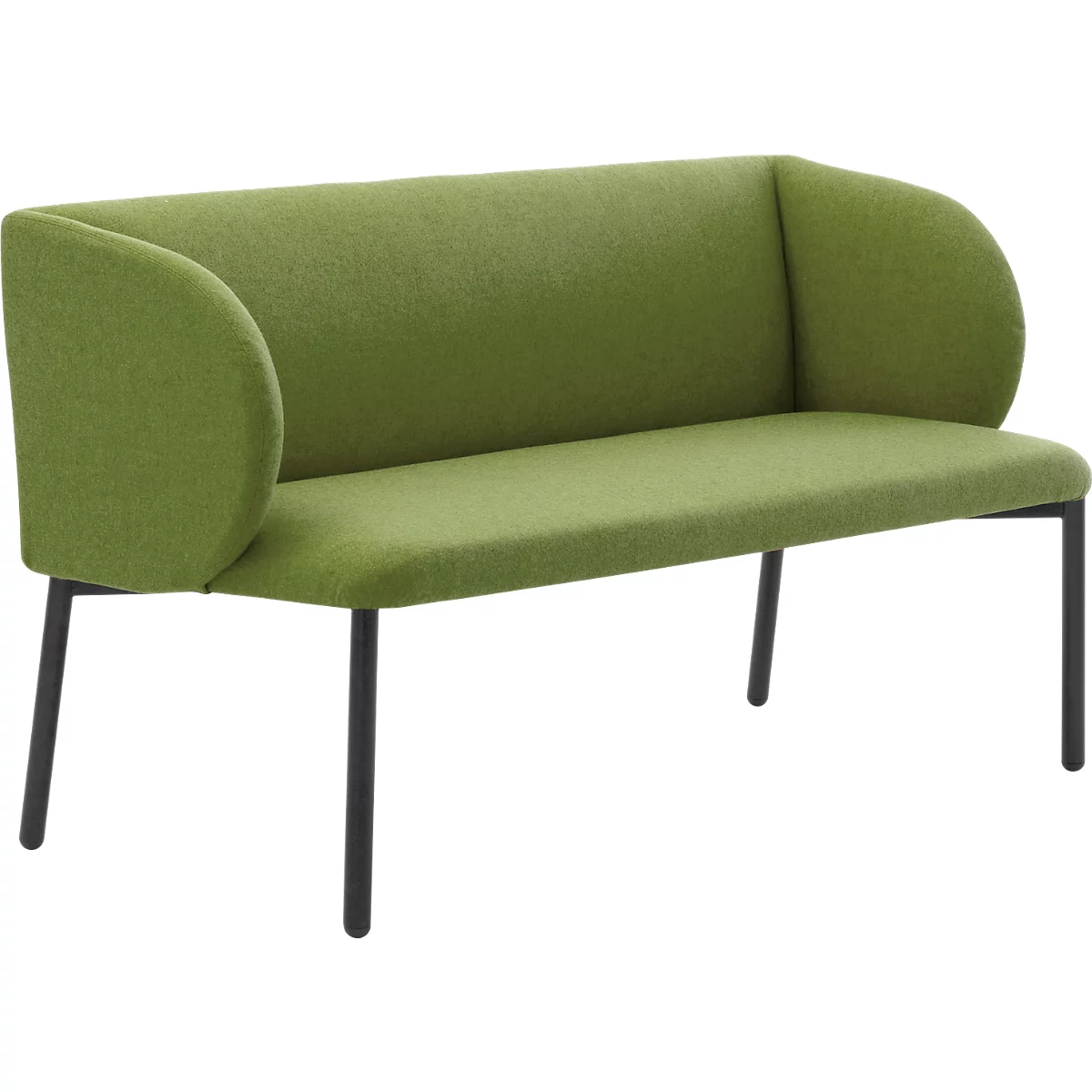 Sofa Leyform LIV, 2-zits, rechthoekig, B 1270 x D 620 x H 740 mm, met armleuningen &amp; glijders, stoffen bekleding, mosgroen