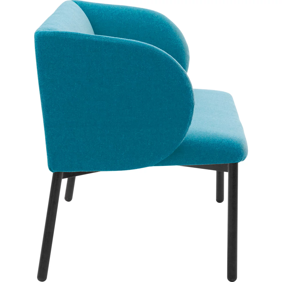 Sofa Leyform LIV, 2-zits, rechthoekig, B 1270 x D 620 x H 740 mm, met armleuningen &amp; glijders, stoffen bekleding, petrol