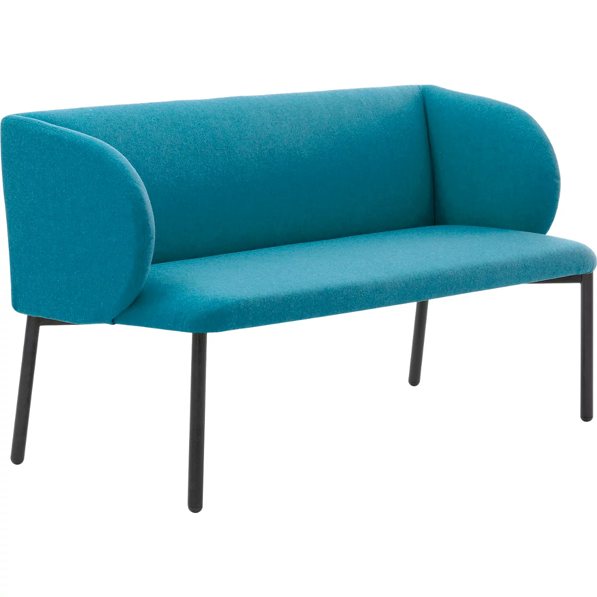 Sofa Leyform LIV, 2-zits, rechthoekig, B 1270 x D 620 x H 740 mm, met armleuningen &amp; glijders, stoffen bekleding, petrol