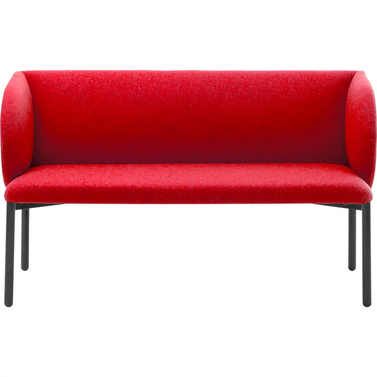Sofa Leyform LIV, 2-zits, rechthoekig, B 1270 x D 620 x H 740 mm, met armleuningen &amp; glijders, stoffen bekleding, rood