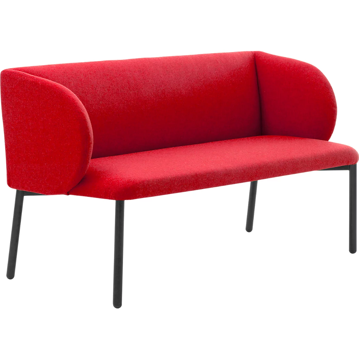 Sofa Leyform LIV, 2-zits, rechthoekig, B 1270 x D 620 x H 740 mm, met armleuningen &amp; glijders, stoffen bekleding, rood