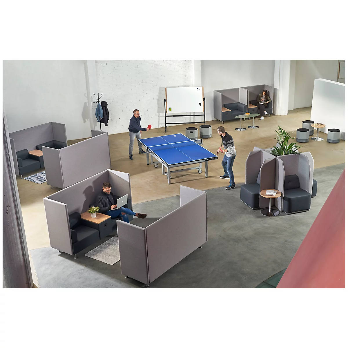 Soft-Seating-System BE SOFT, Sessel, ohne Tisch, m. Akustik-Panel, schwarz-grau