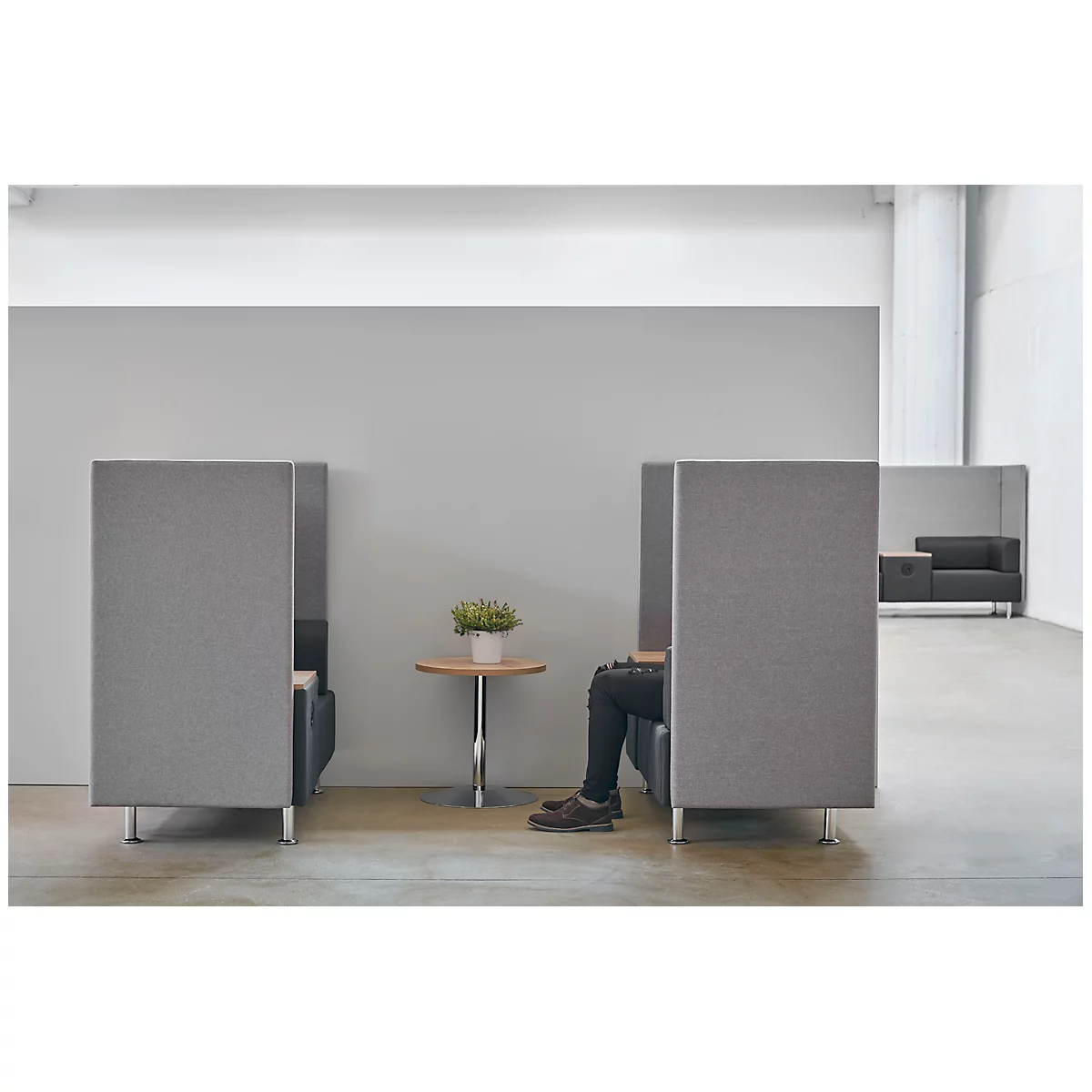 Soft-Seating-System BE SOFT, Sessel, ohne Tisch, m. Akustik-Panel, schwarz-grau