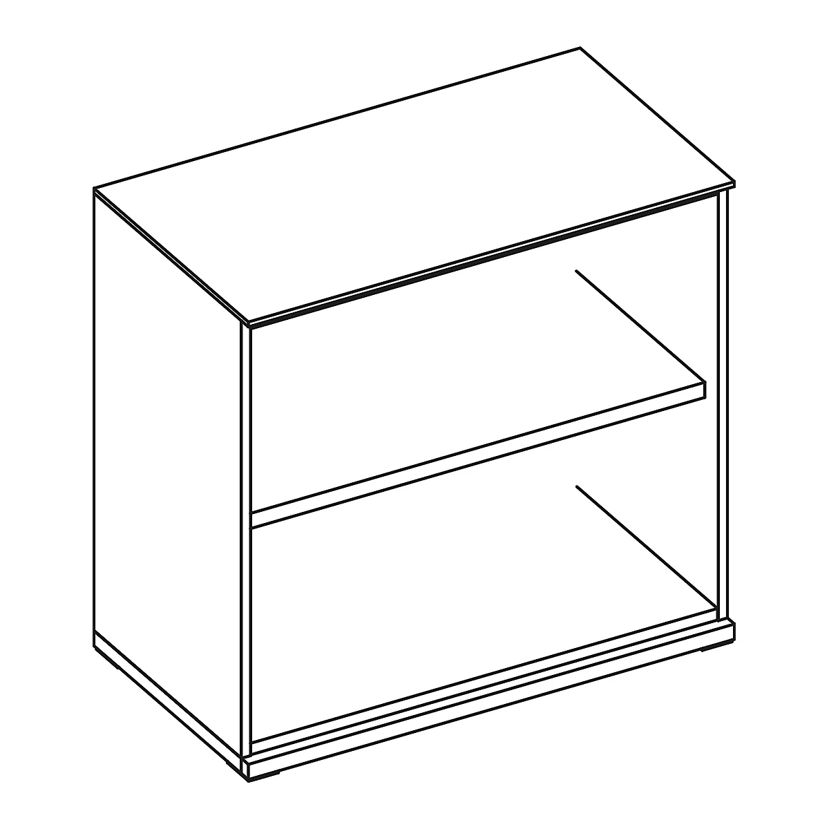 SOLUS boekenkast, 2 OH, 1 legbord, B 800 x D 420 x H 760 mm, wit/kersen Romana