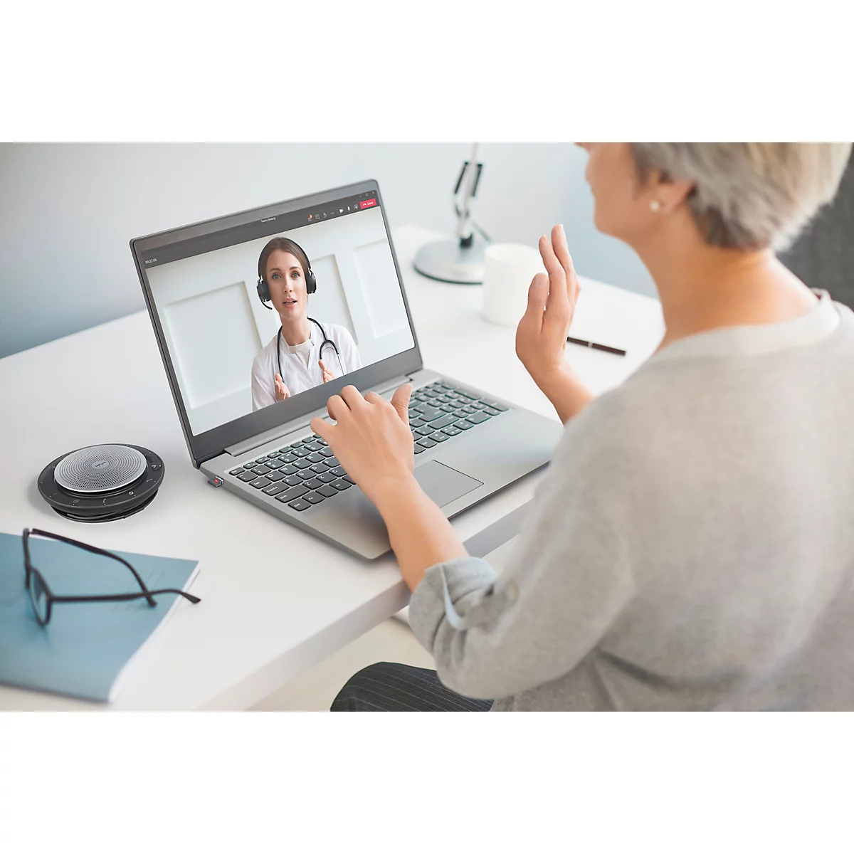 Solution mains libres Jabra Speak 750, les équipes Microsoft, Bluetooth, USB, noir/argent