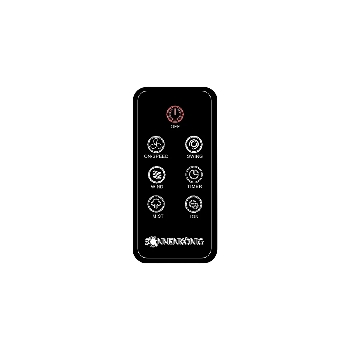 Sonnenkönig Air Fresh 5S, 3 niveaux de ventilation, 4206 m³/h brassage d'air, jusqu'à 60 m³ de pièce, écran de contrôle LED, télécommande, noir/blanc