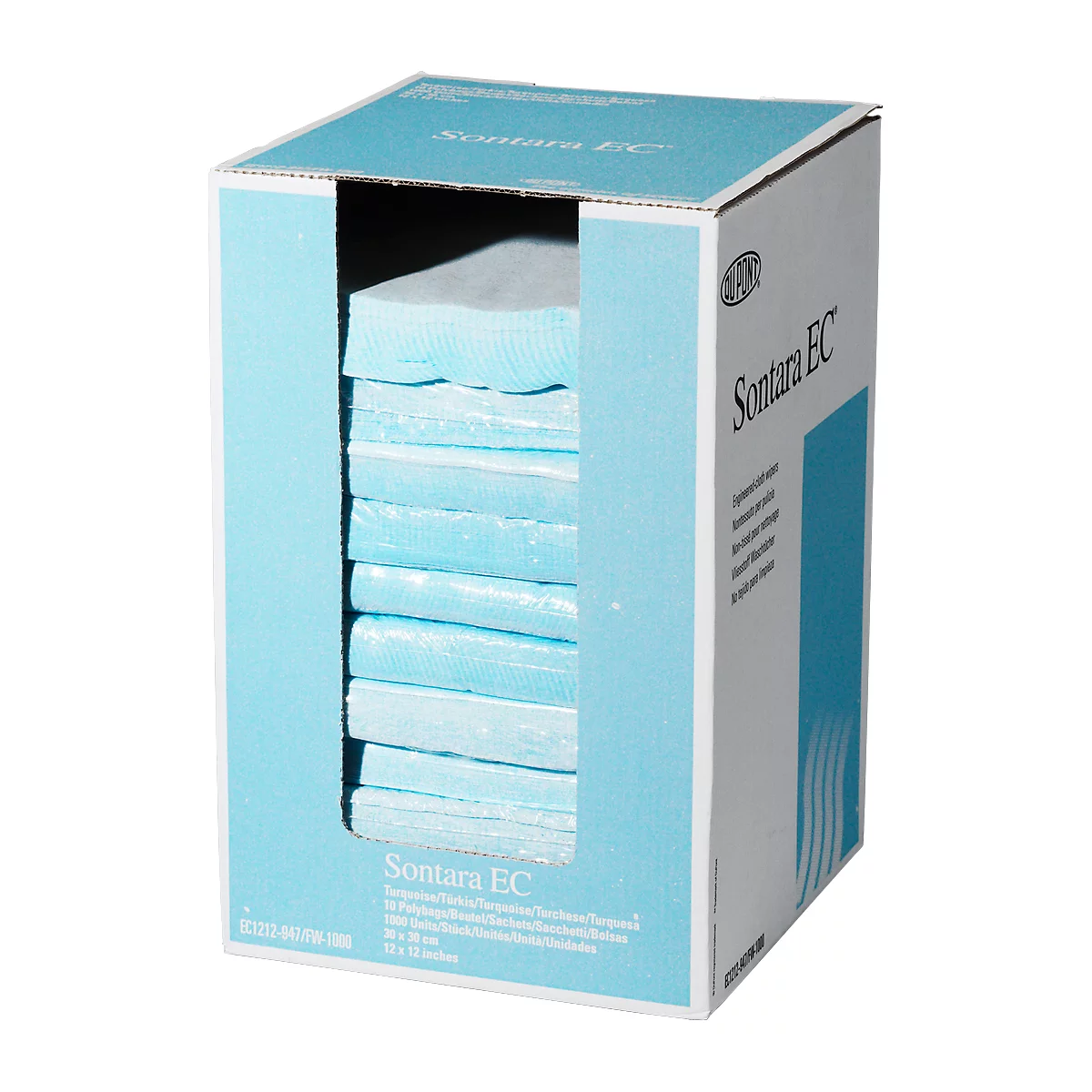 Sontara® EC crêpe poetsdoeken, turquoise, 1000 doeken/doos
