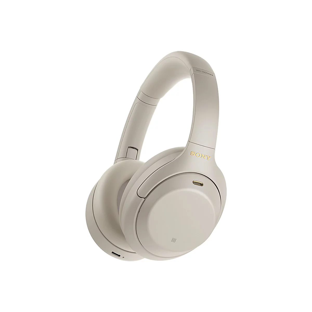 Beige kabellose KopfhÃ¶rer der Marke Sony, detailreich dargestellt.