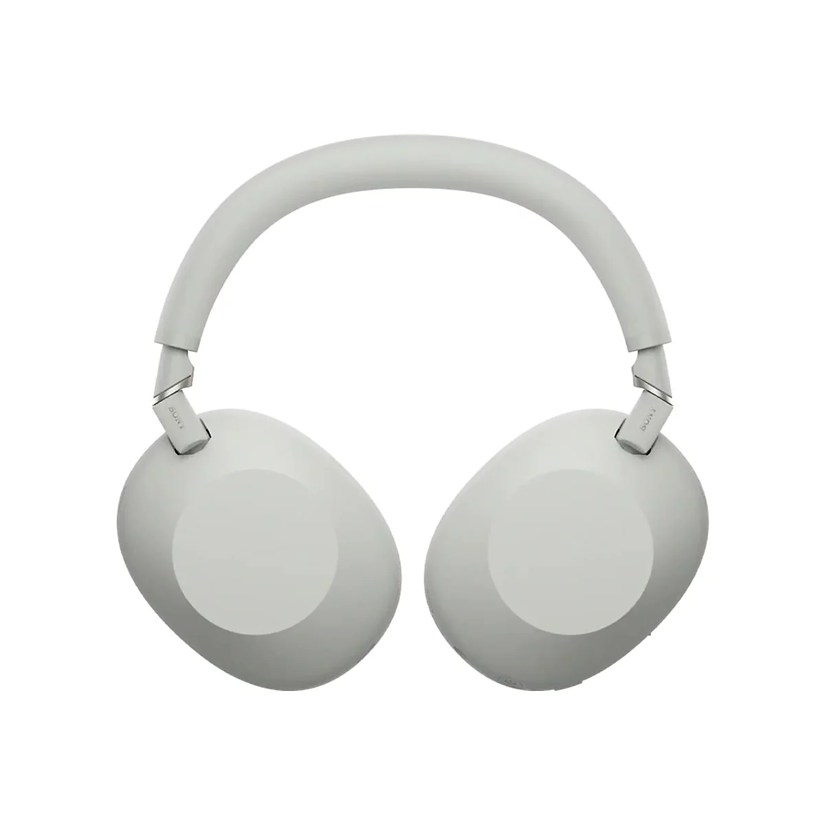 Hellgrauer Over-Ear-Kopfhörer von Sony. Das gepolsterte Kopfband verbindet die ovalen Ohrmuscheln, auf denen "Sony" steht.