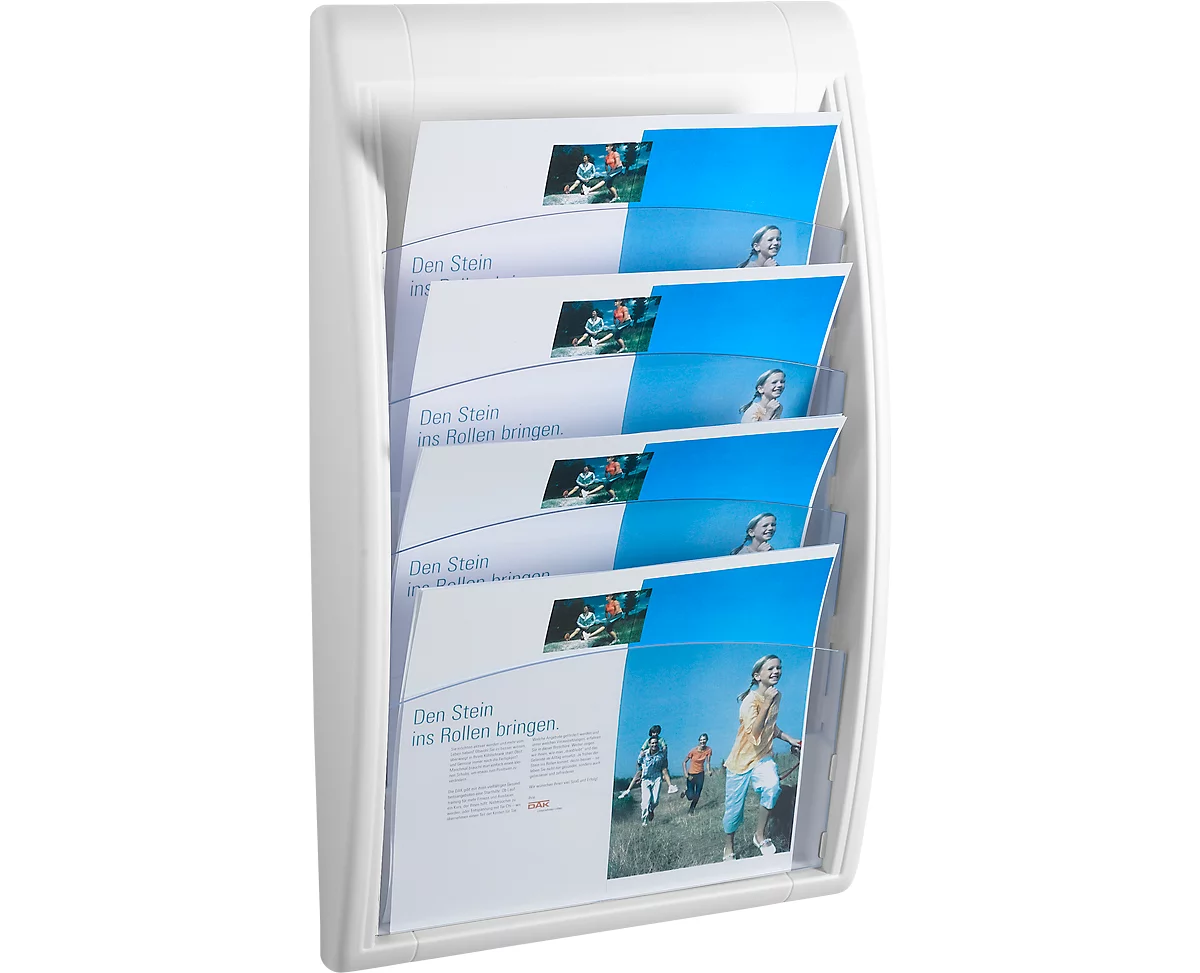Soporte de pared para folletos Quickfit, DIN A4 transversal, blanco