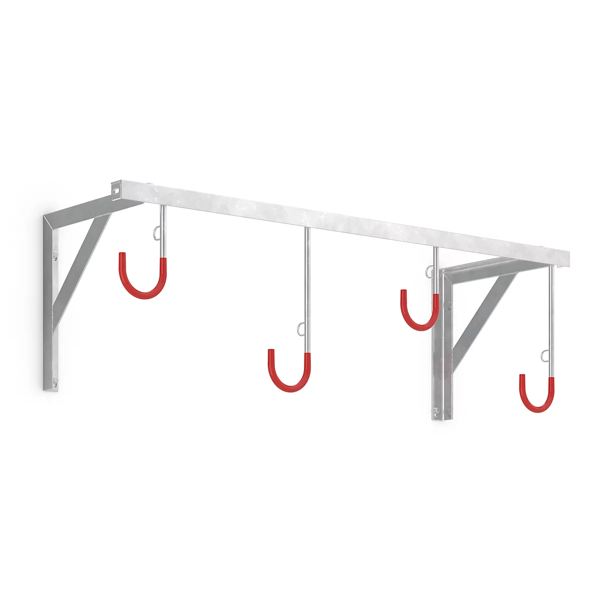 Soporte de pared WSM, unilateral, para ruedas de hasta 65 mm ancho, An 1200 x P 350 x Al 350 mm, protección antirrobo, acero, 4 plazas