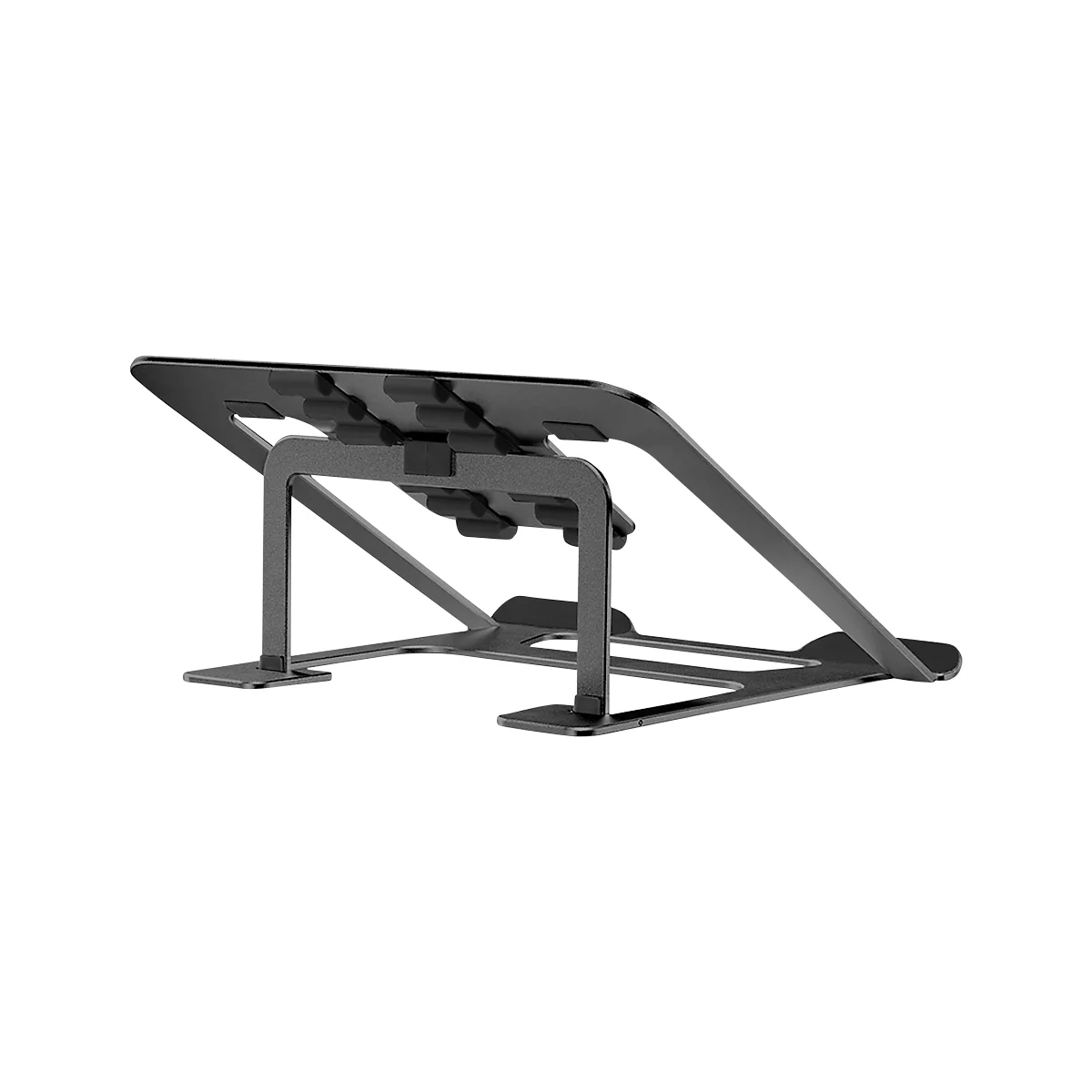 Soporte para portátiles NewStar NSLS085BLACK, para portátiles de 10-17″ y hasta 5 kg, ajuste de altura manual en 6 pasos, plegable, negro.