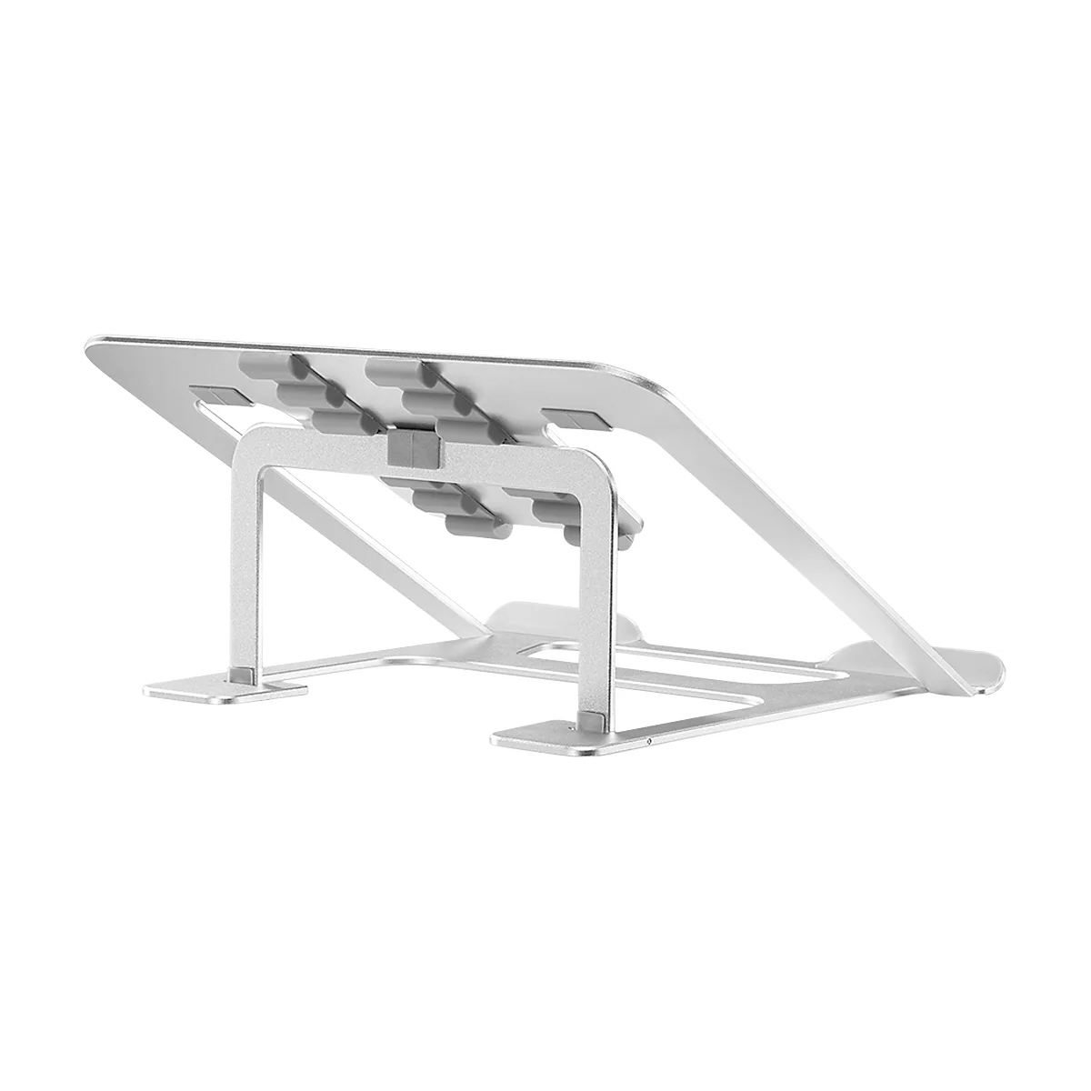 Soporte para portátiles NewStar NSLS085SILVER, para portátiles de 10-17″ y hasta 5 kg, ajuste de altura manual en 6 pasos, plegable, plata.