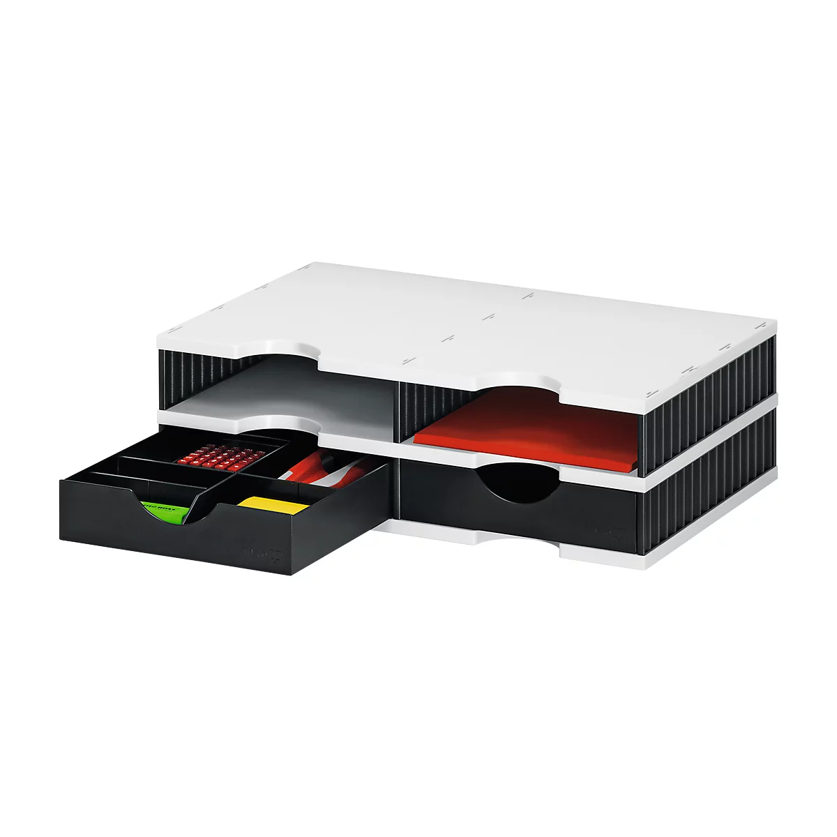 Sorteerstation set Styro styrodoc Trio, 4 vakken, zwart-grijs/zwart