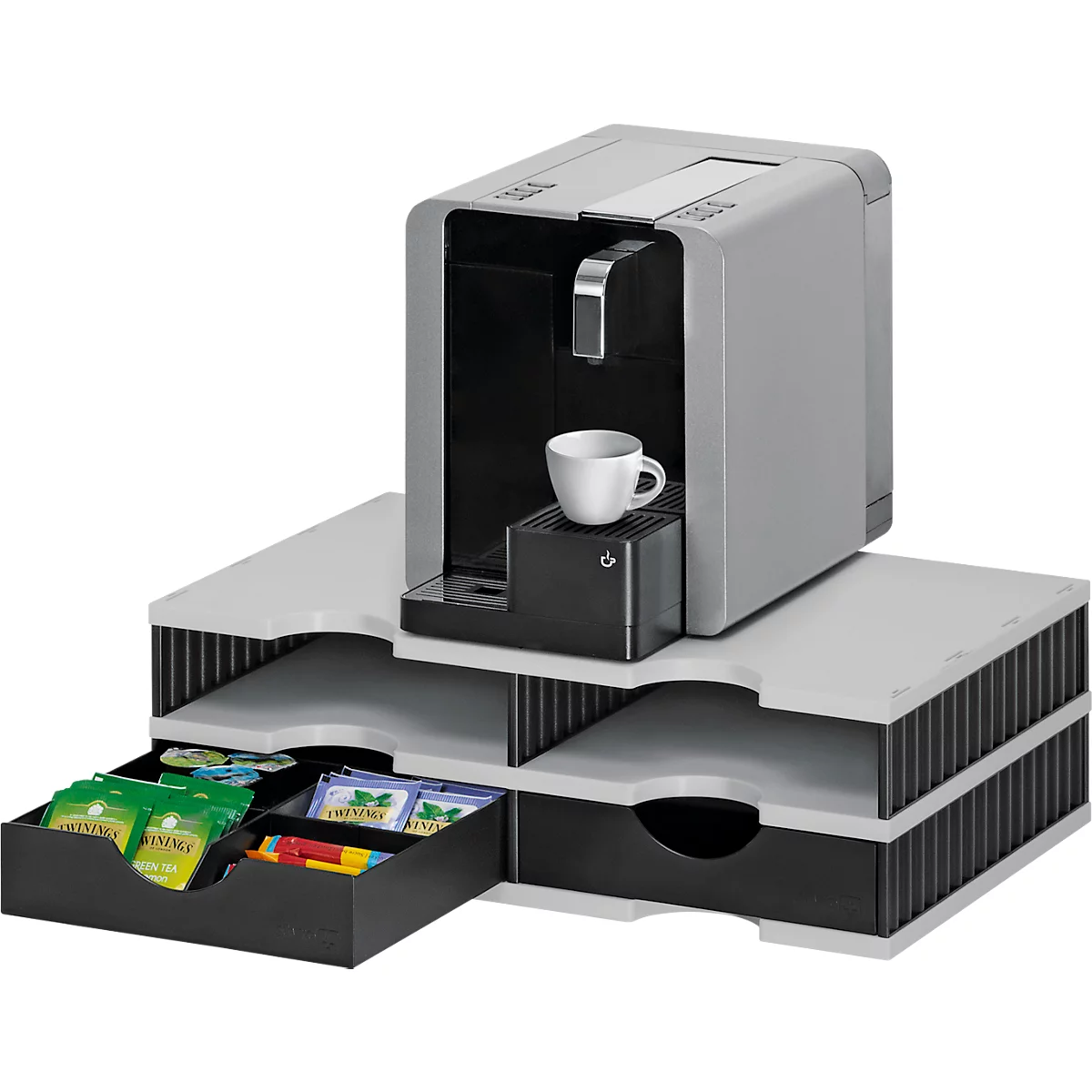 Sortierstation Set Styro styrodoc Trio, 4 Fächer, schwarz-grau/schwarz