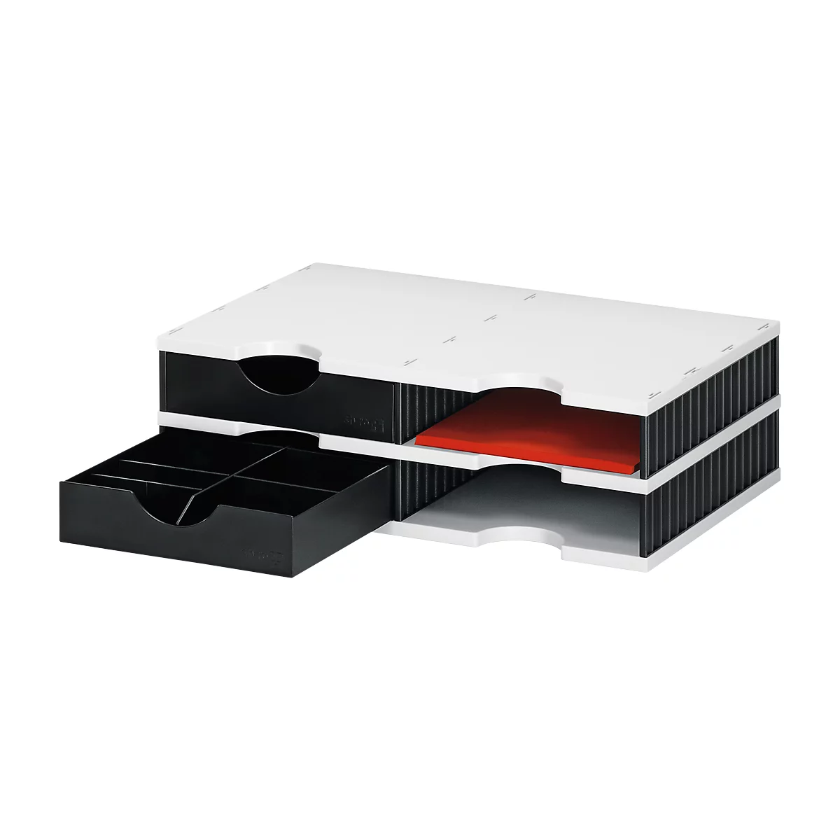 Sortierstation Set Styro styrodoc Trio, 4 Fächer, schwarz-grau/schwarz