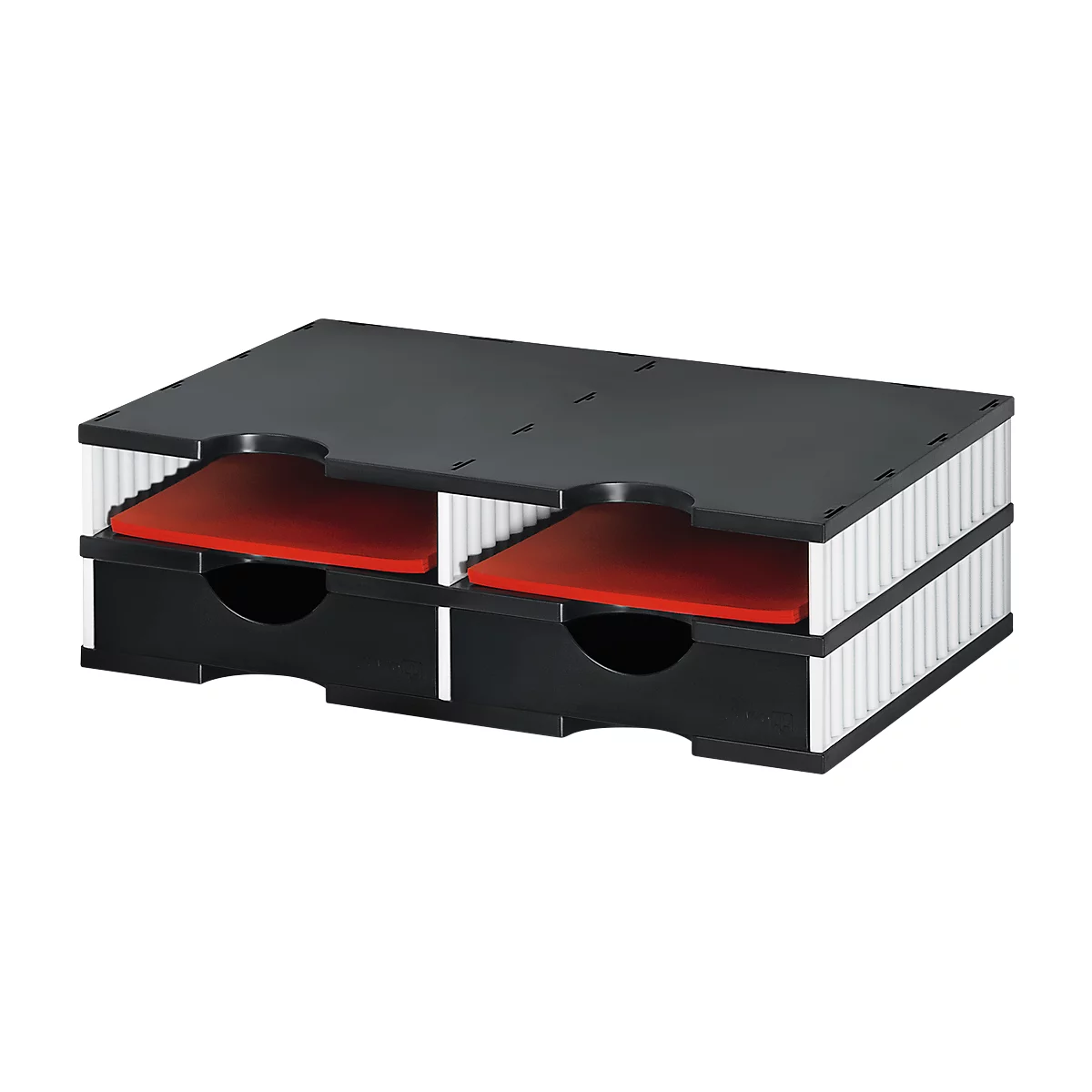 Sortierstation Set Styro styrodoc Trio, 4 Fächer, weiß-schwarz/schwarz
