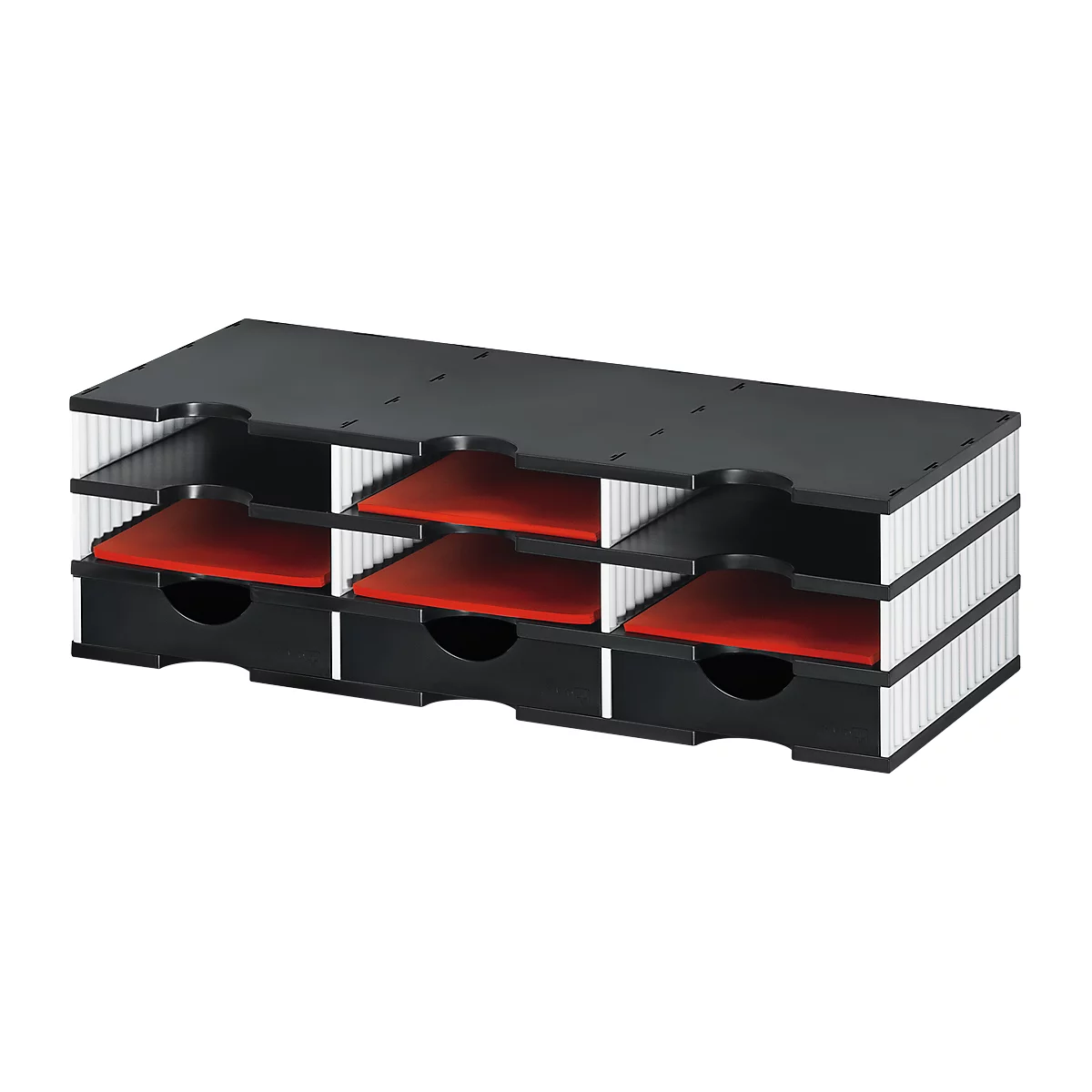 Sortierstation Set Styro styrodoc Trio, 9 Fächer, weiß-schwarz/schwarz