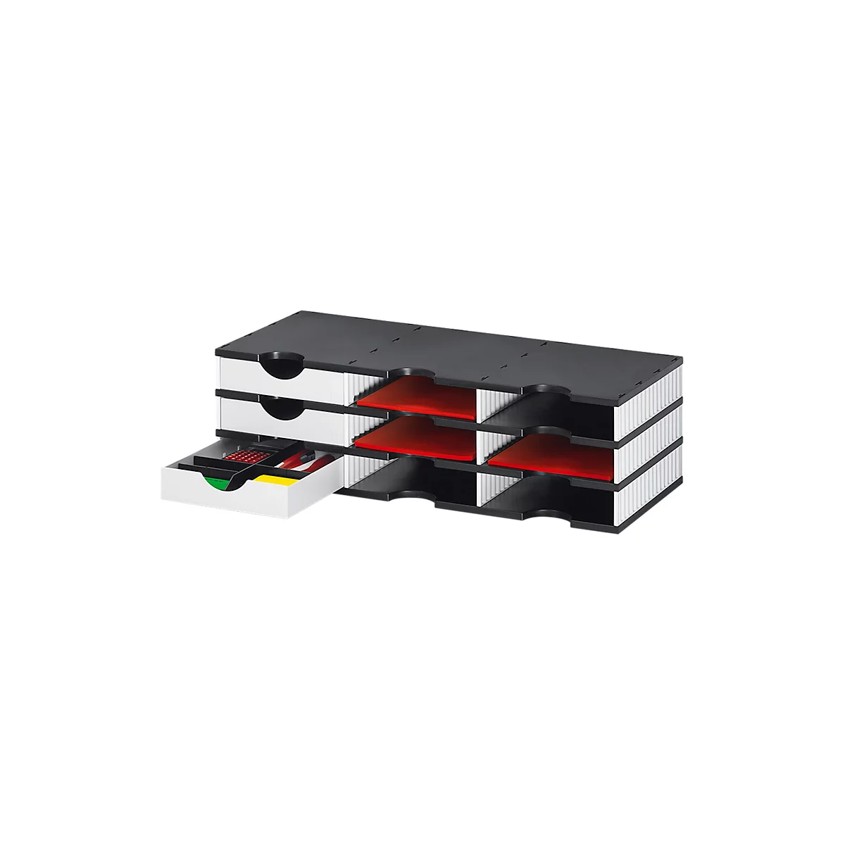 Sortierstation Set Styro styrodoc Trio, 9 Fächer, weiß-schwarz/weiß
