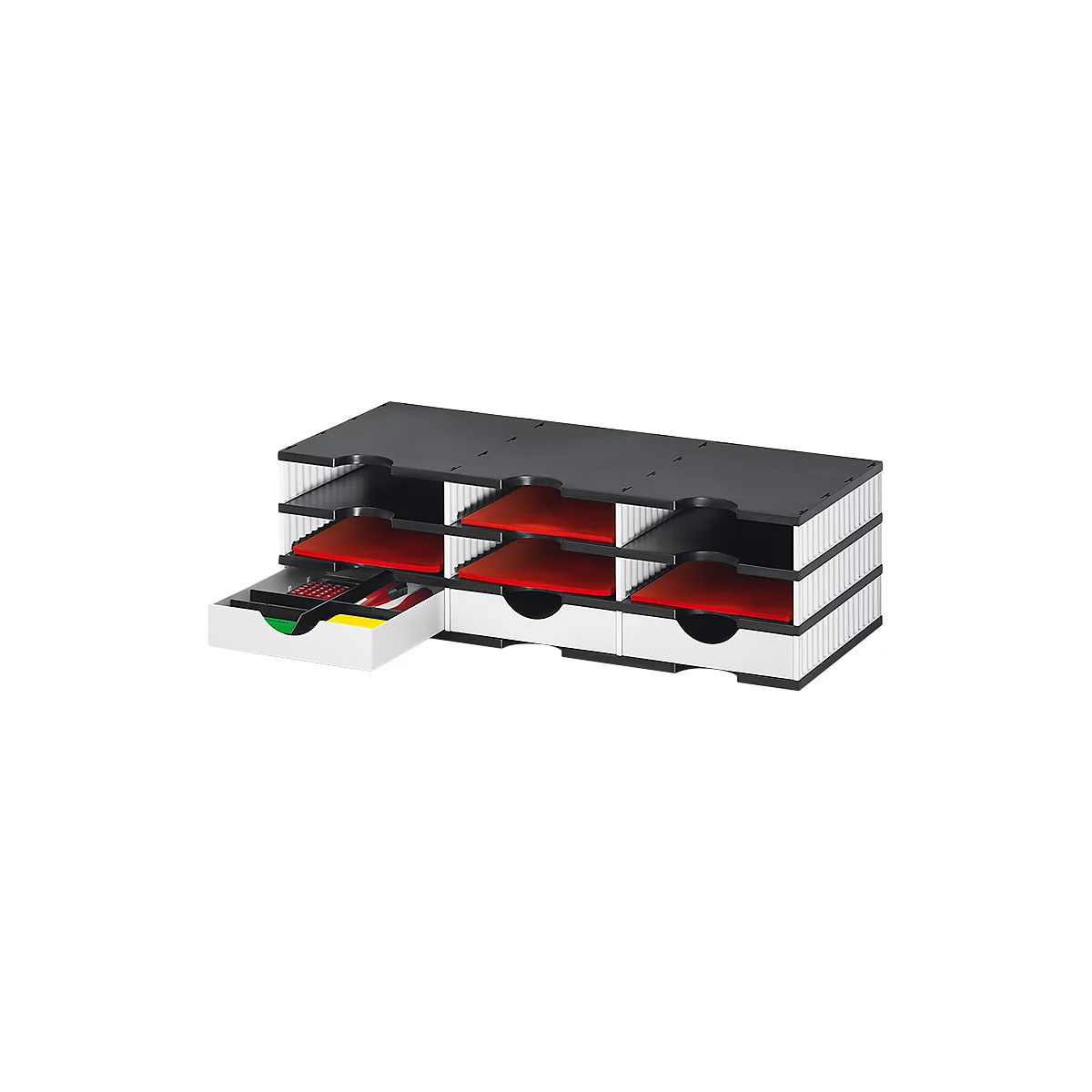 Sortierstation Set Styro styrodoc Trio, 9 Fächer, weiß-schwarz/weiß