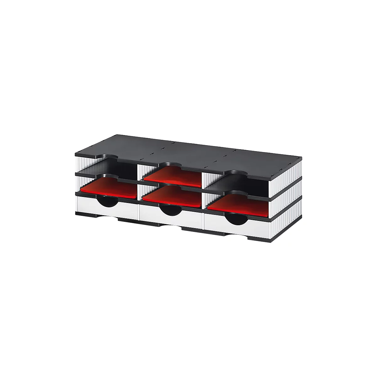 Sortierstation Set Styro styrodoc Trio, 9 Fächer, weiß-schwarz/weiß