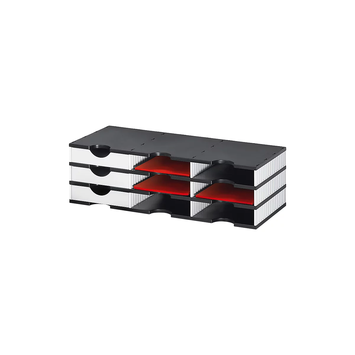 Sortierstation Set Styro styrodoc Trio, 9 Fächer, weiß-schwarz/weiß