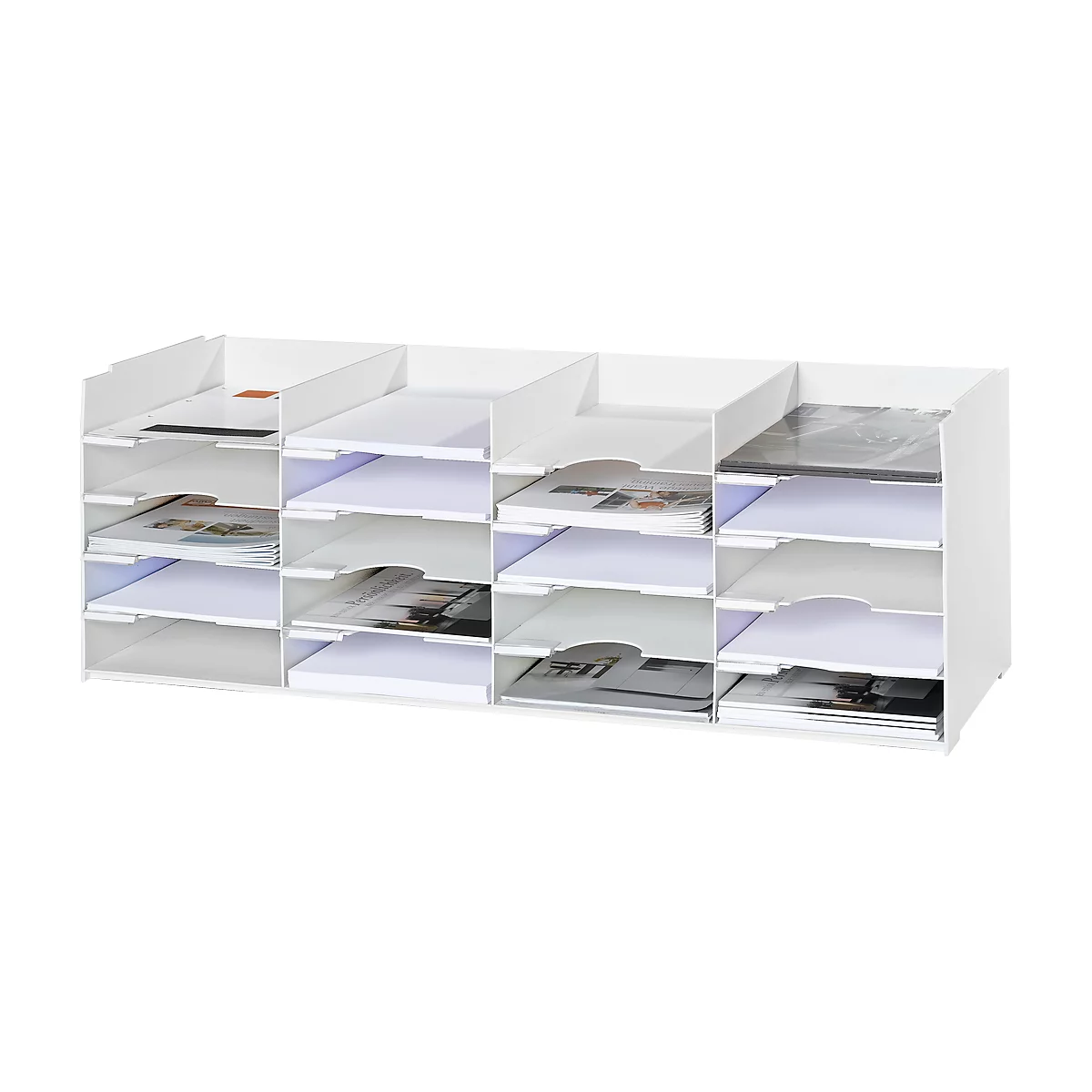 Sortierstation, weiß, 20 Fächer für A4 Formate, B 897 x T 304 x H 313 mm