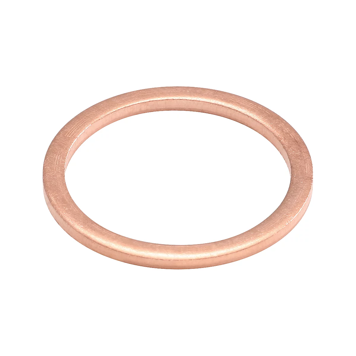 Eine Nahaufnahme eines kupferfarbenen O-Rings. Er ist kreisförmig mit leicht abgerundeten Kanten.