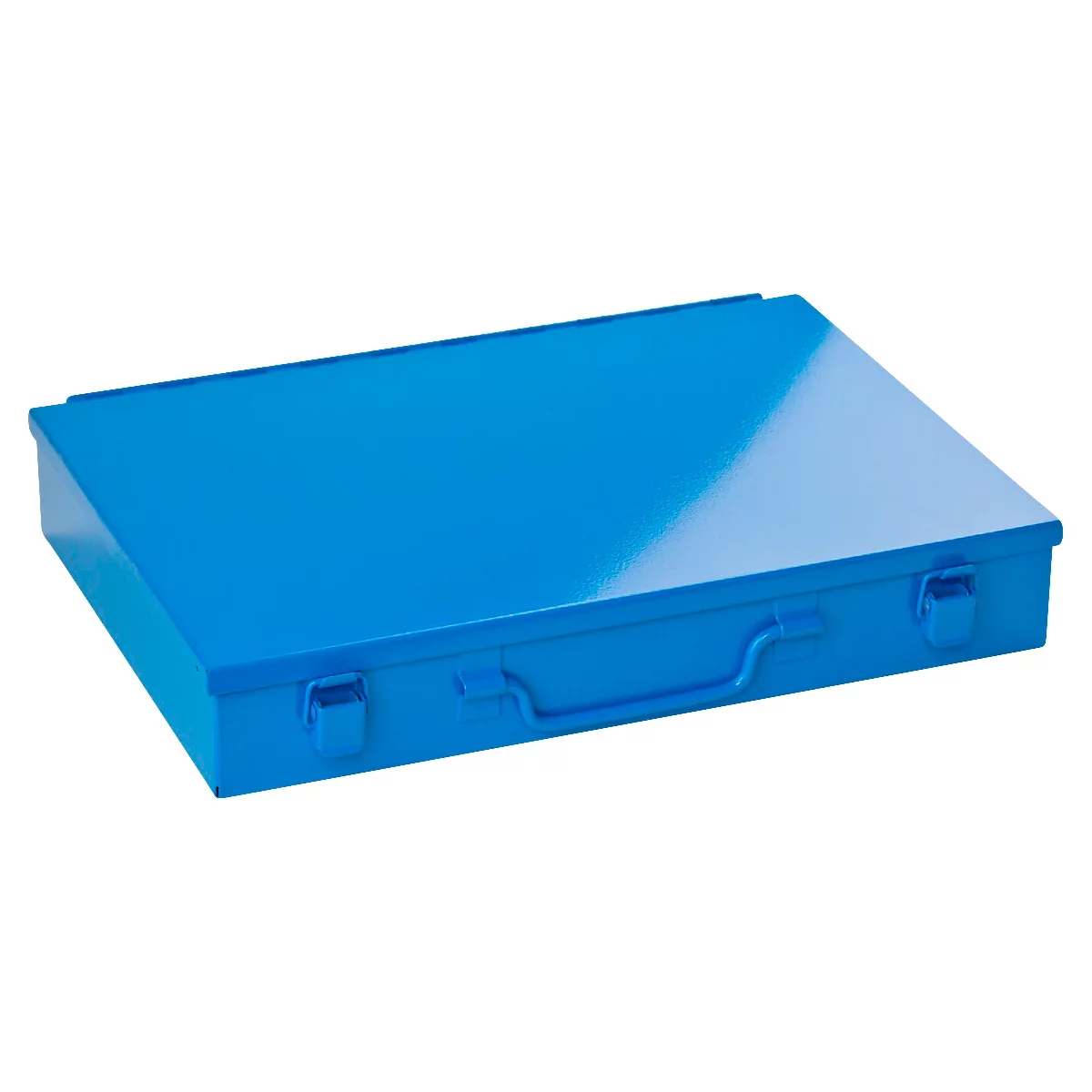 Sortimentskoffer ADB, leer, 8-fache Einteilung, abschließbar, mit Griff, B 330 x T 230 x H 50 mm, Stahl & ABS-Kunststoff, lichtblau RAL 5012