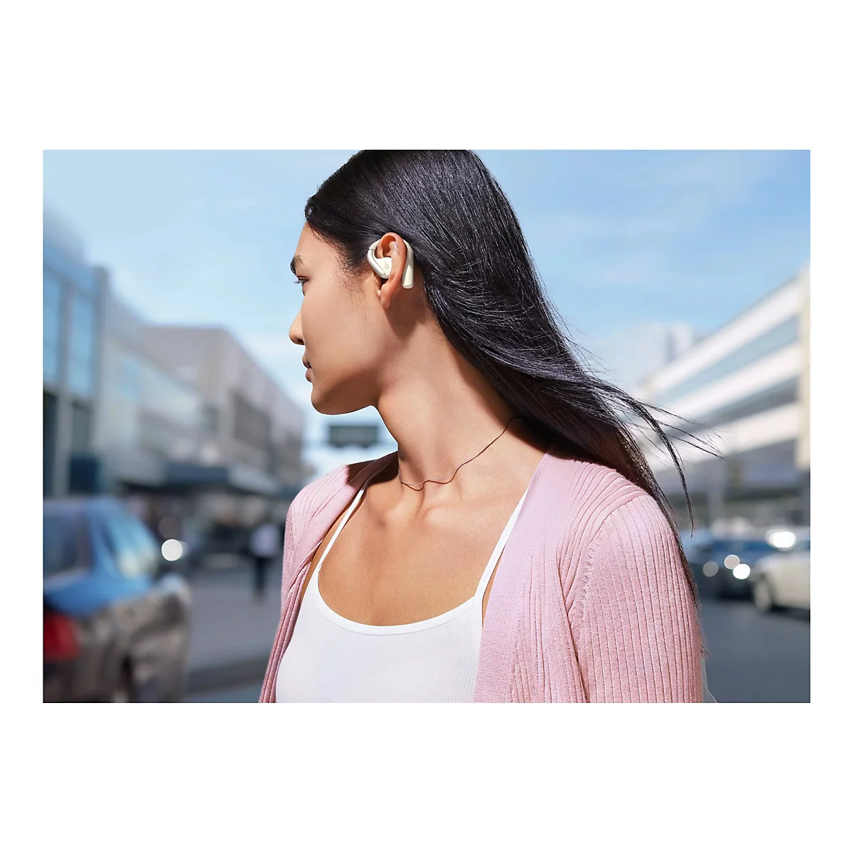 Soundcore AeroFit - True Wireless-Kopfhörer mit Mikrofon - offenes Ohr - über dem Ohr angebracht - Bluetooth - Calm White