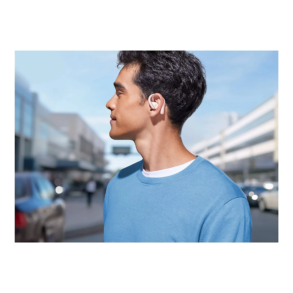 Soundcore AeroFit - True Wireless-Kopfhörer mit Mikrofon - offenes Ohr - über dem Ohr angebracht - Bluetooth - Calm White
