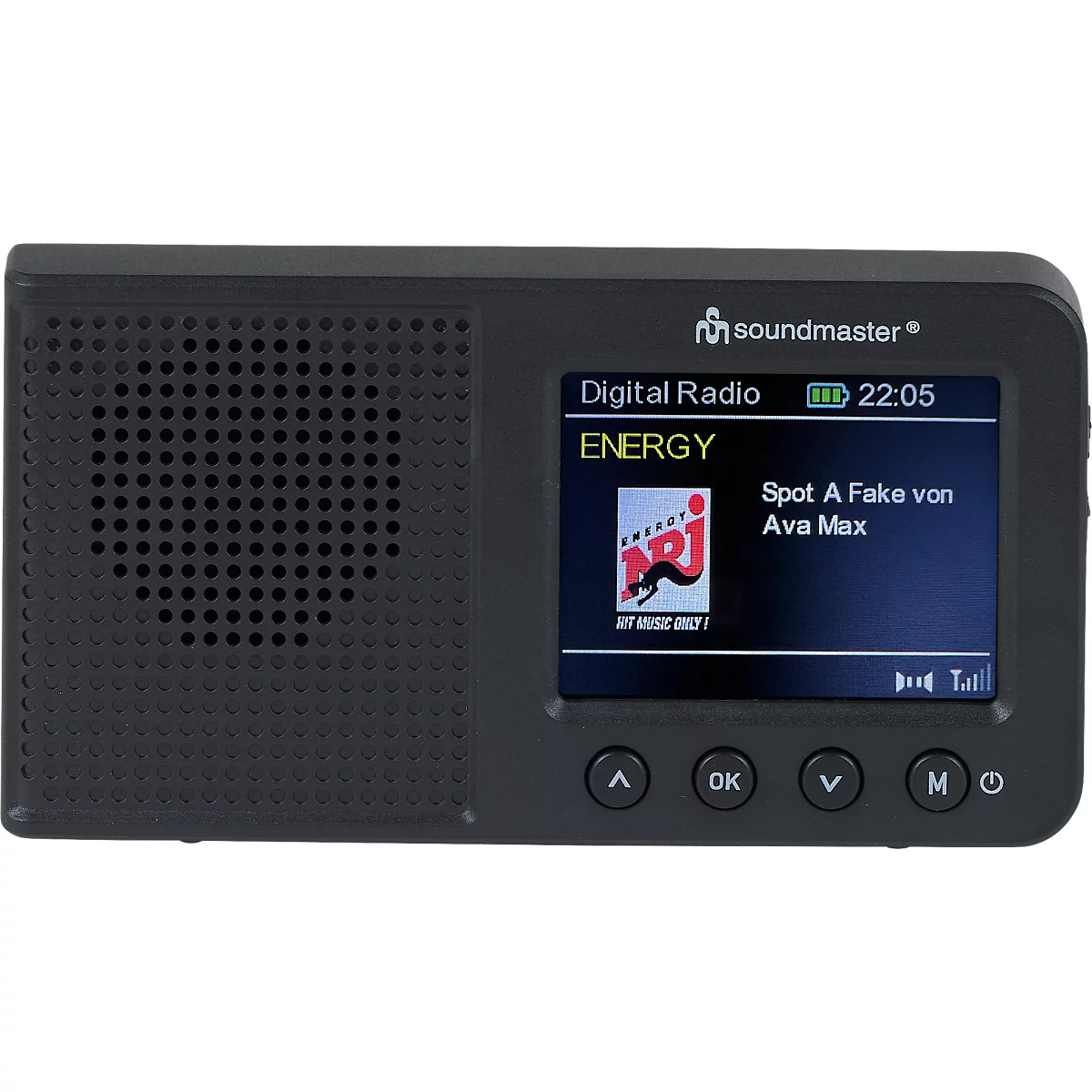 Soundmaster DAB+ radio met Bluetooth®, kleurenscherm, oplaadbare batterij, USB-C, wekkerfunctie, B 123 x D 25 x H 65 mm