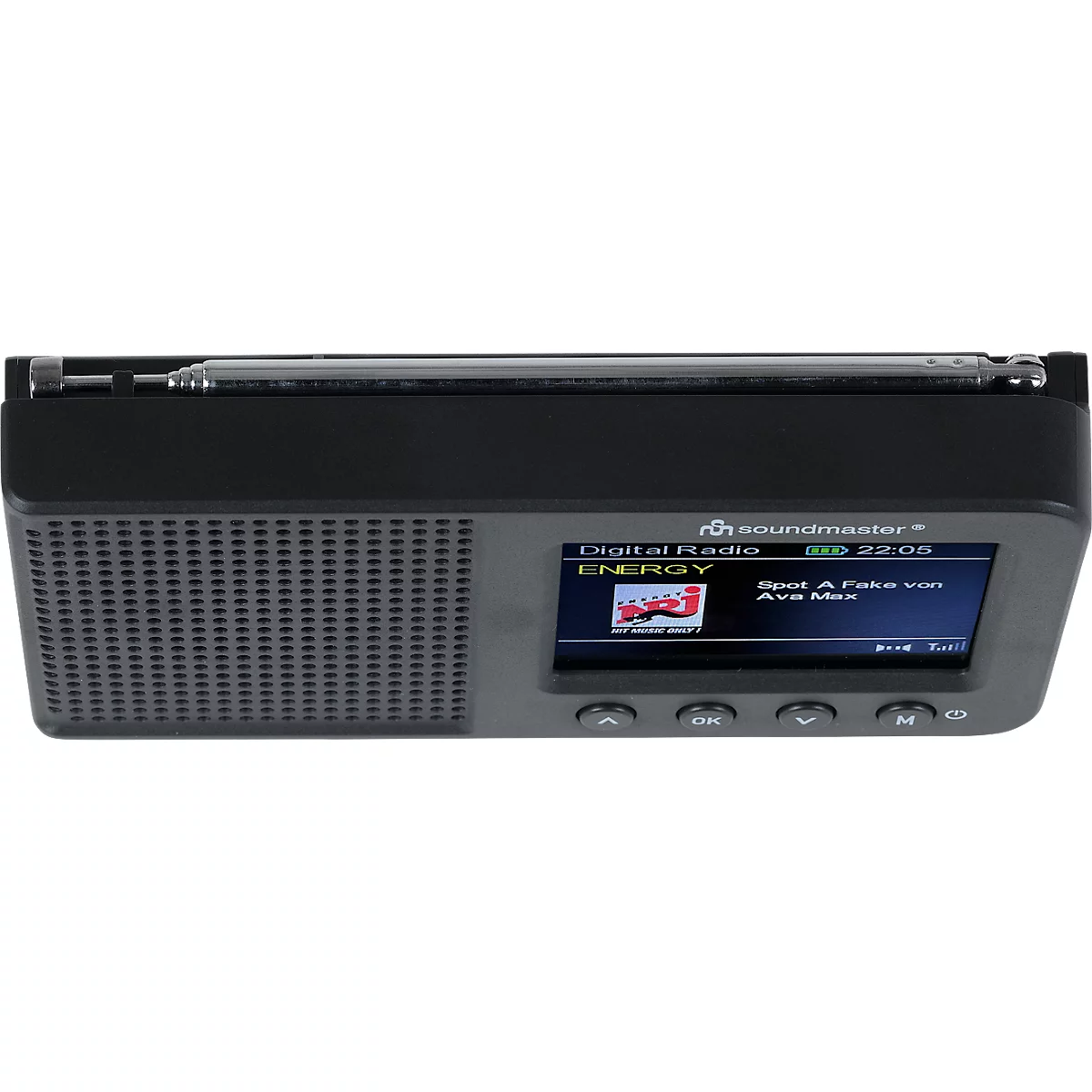 Soundmaster DAB+ radio met Bluetooth®, kleurenscherm, oplaadbare batterij, USB-C, wekkerfunctie, B 123 x D 25 x H 65 mm